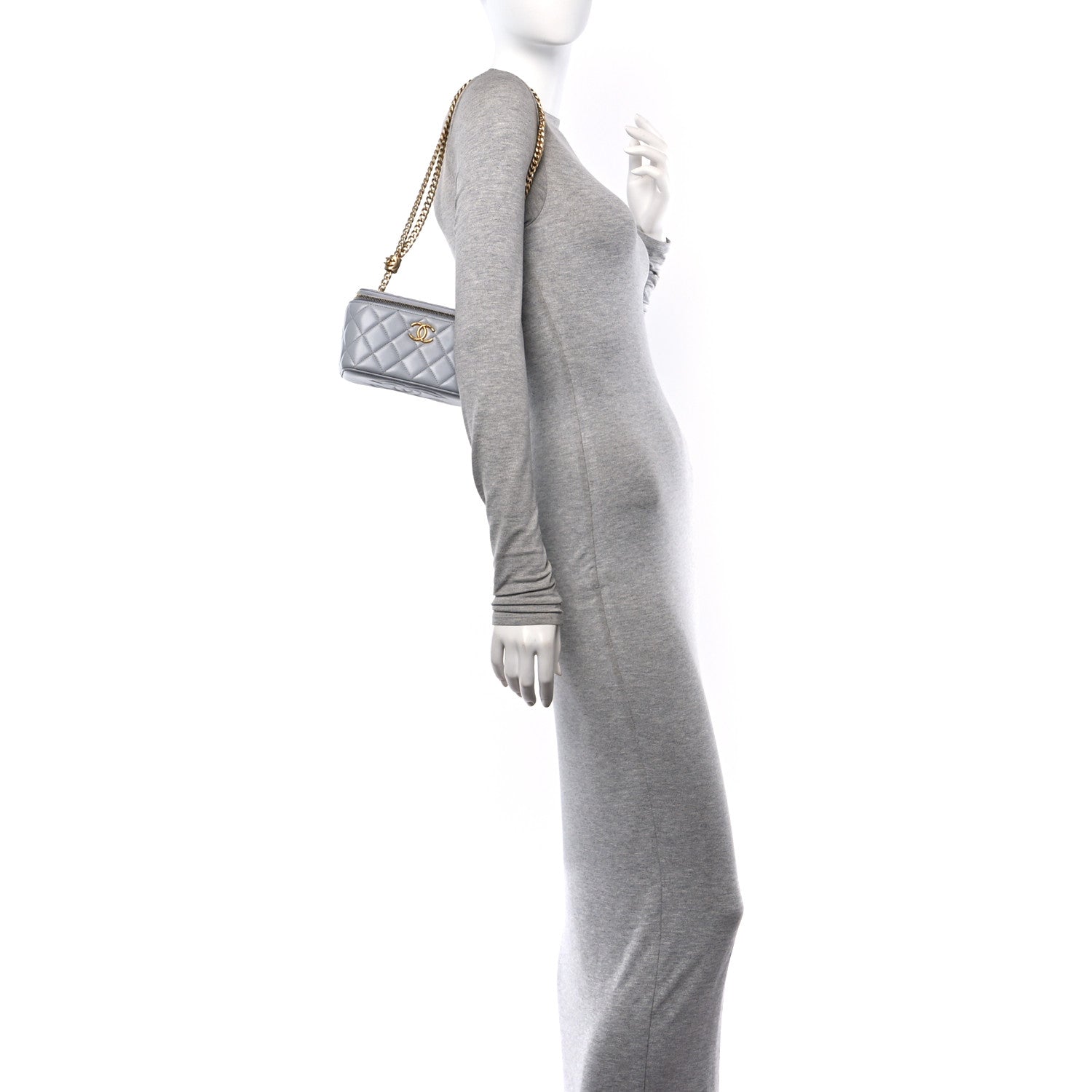 Chanel Lambskin Quilted Small Pillow Crush Vanity Case With Chain  Grey 2 of 11
