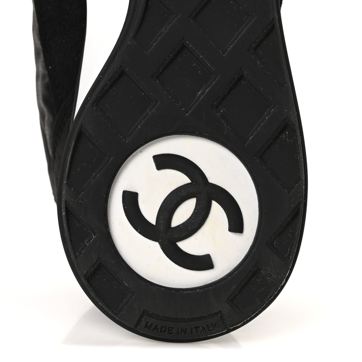 Chanel Nylon Suede Kidskin Calfskin Logo Sneakers 38 Black White 7 of 10
