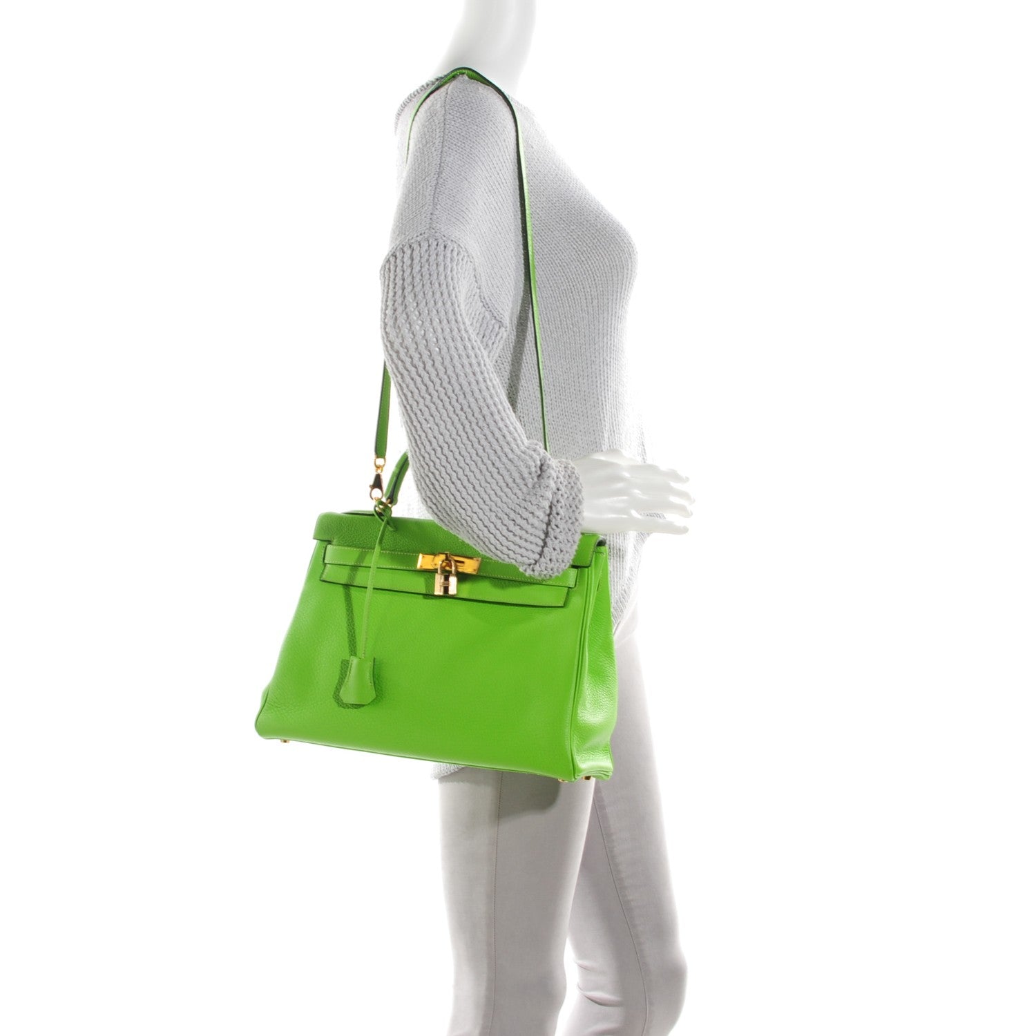 Hermes Taurillon Clemence Kelly Retourne 32 Vert Cru 2 of 24
