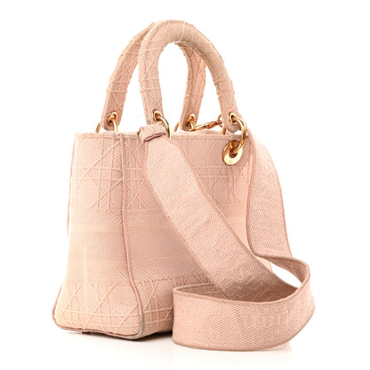 Christian Dior Canvas Embroidered Cannage Medium Lady D-Lite Pink 3 of 22
