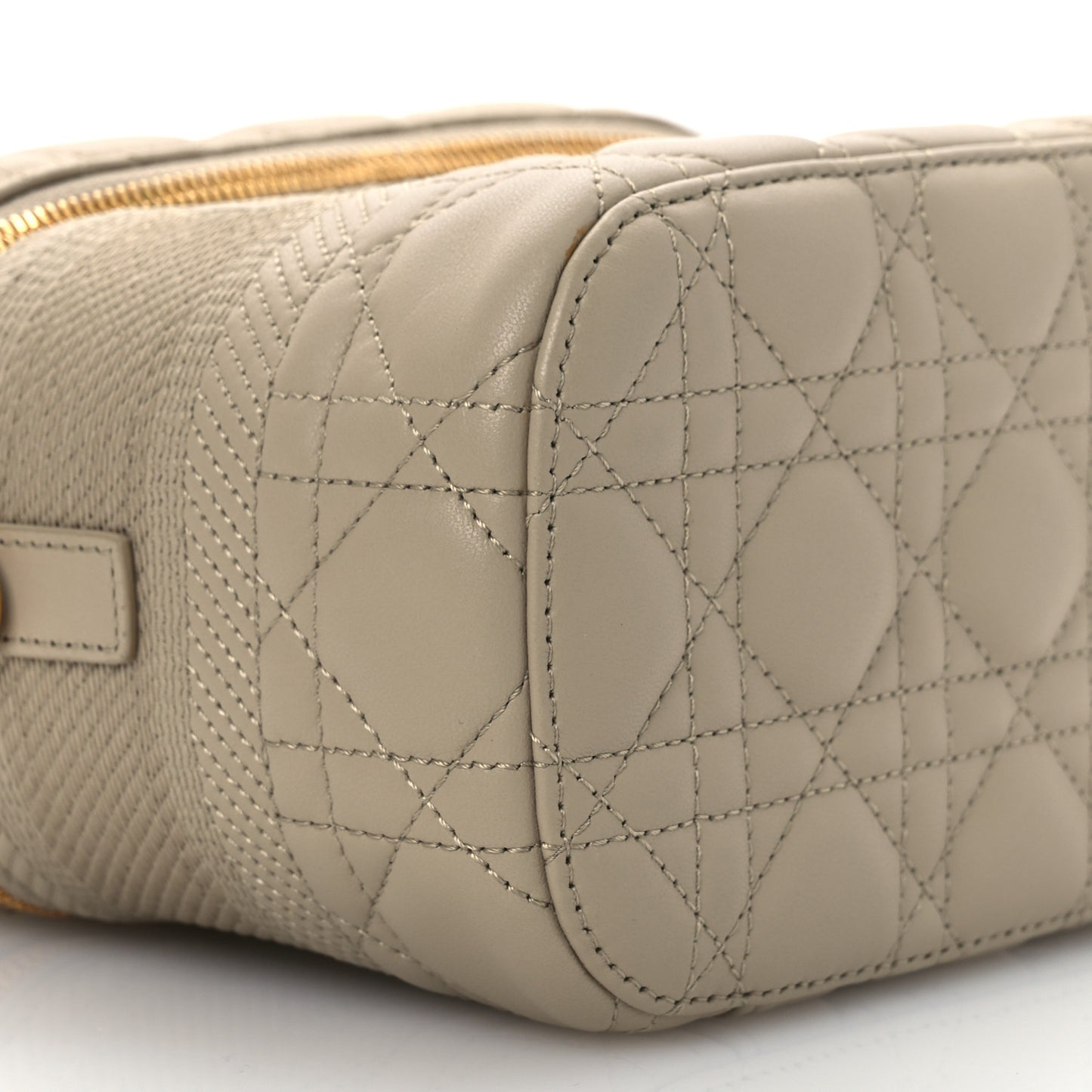 Lambskin Cannage Small Diortravel Vanity Case Light Beige