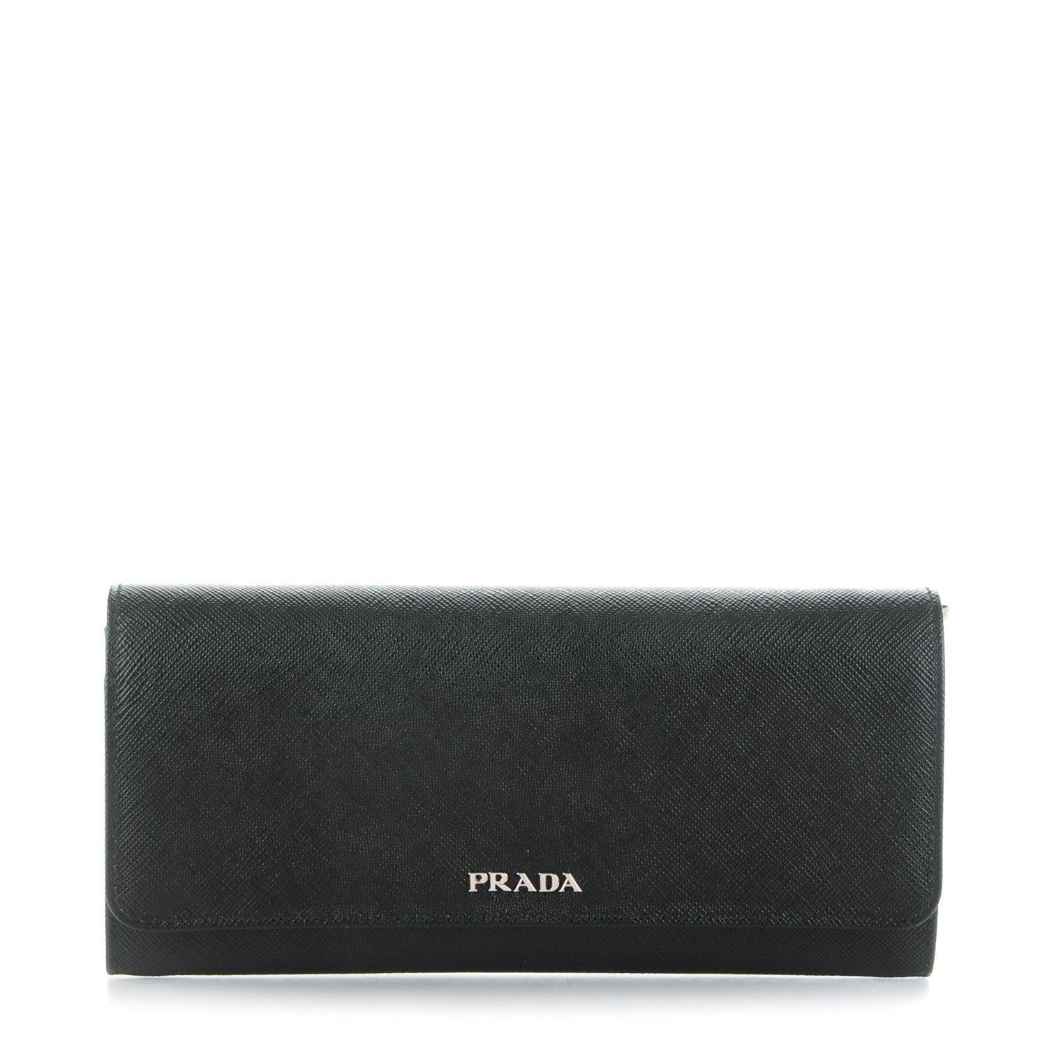 Prada Saffiano Bi-Color Wallet On Chain Nero Black Fuoco 1 of 7