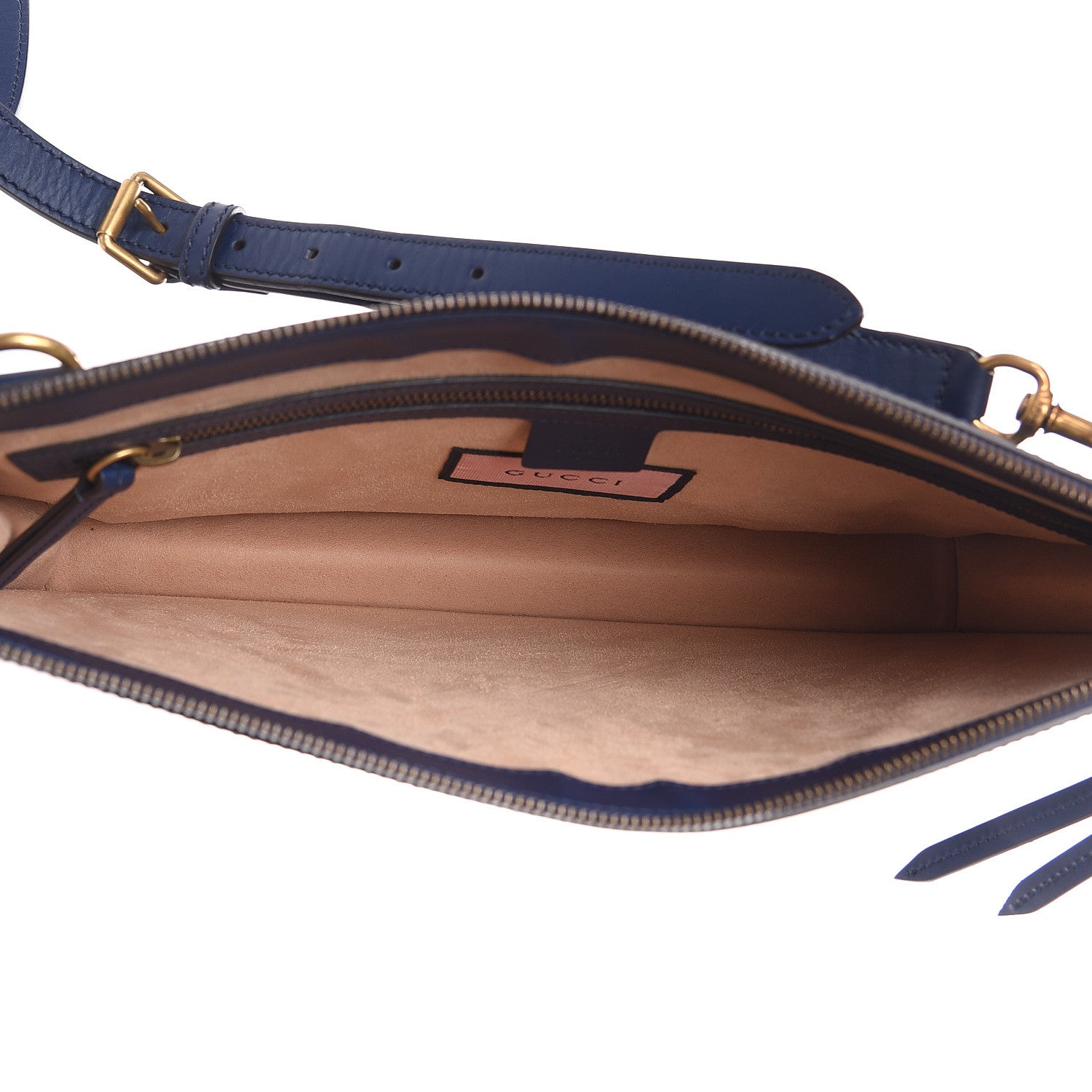 Gucci Calfskin GucciGhost Print GG Messenger Bag Blue Agata Hibiscus Red 5 of 10