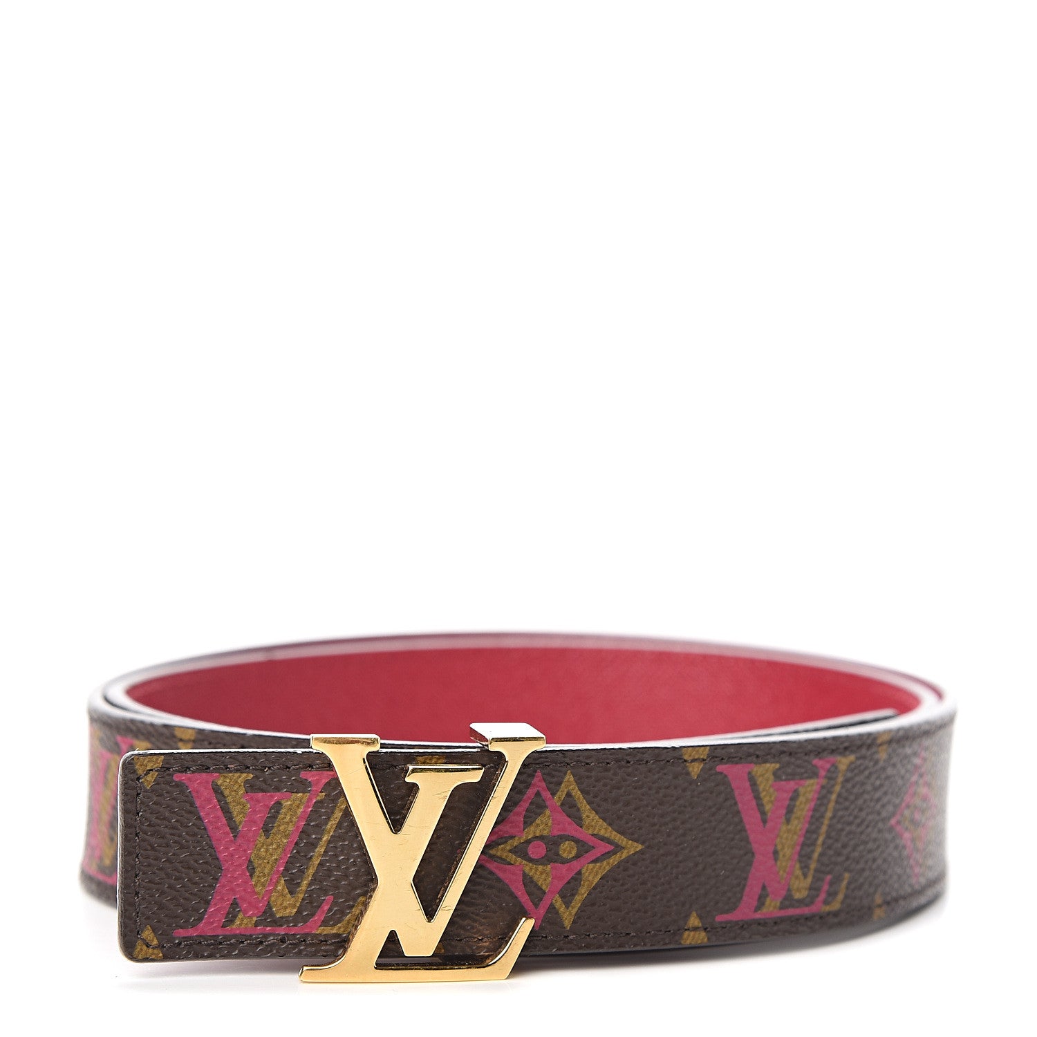 Louis Vuitton Monogram 30mm LV Initiales Reversible Belt 80 32 Fuchsia 1 of 6