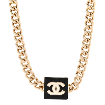 Chanel Metal Enamel CC Square Choker Gold Black White 1 of 6
