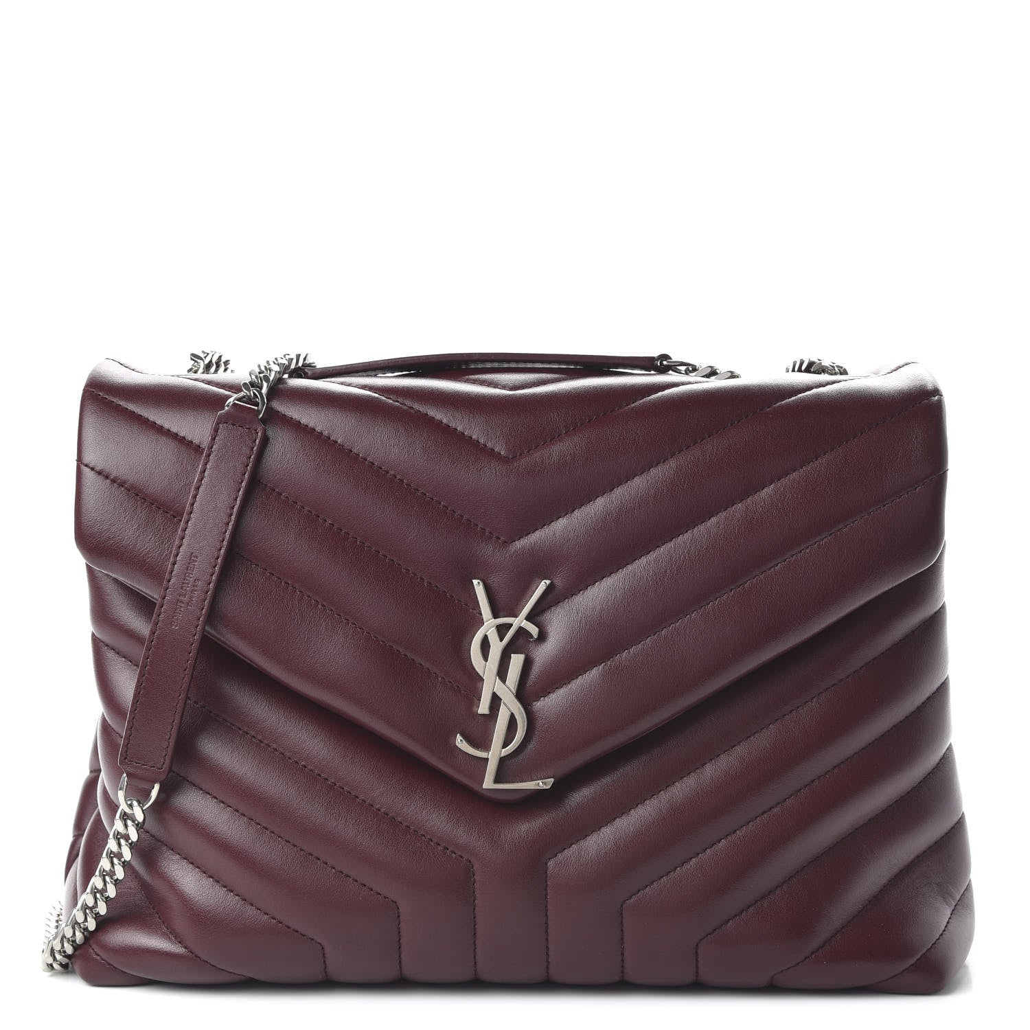 Saint Laurent Calfskin Y Quilted Monogram Medium Loulou Chain Satchel Bordeaux 1 of 9