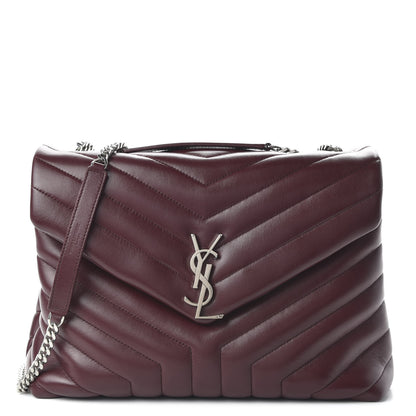 Saint Laurent Calfskin Y Quilted Monogram Medium Loulou Chain Satchel Bordeaux 1 of 9
