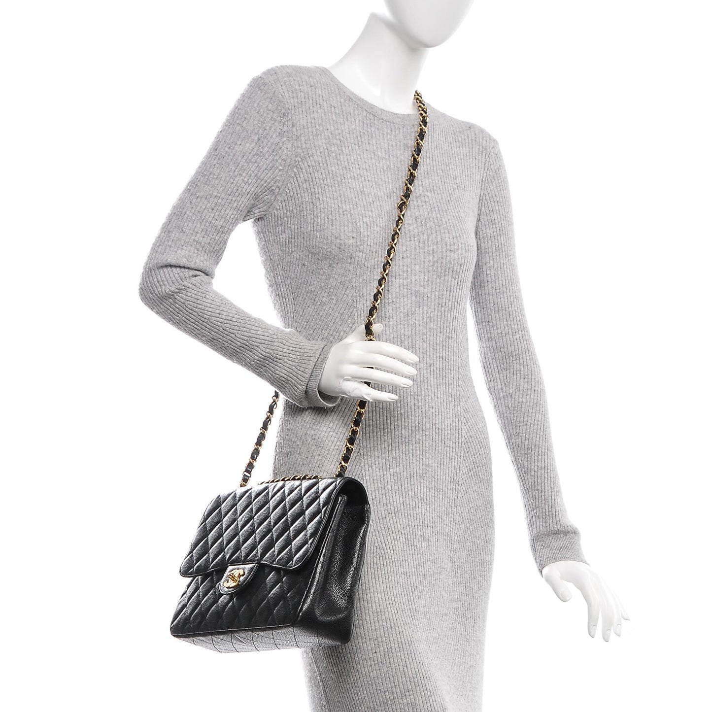 Caviar Quilted Jumbo Single Flap Black