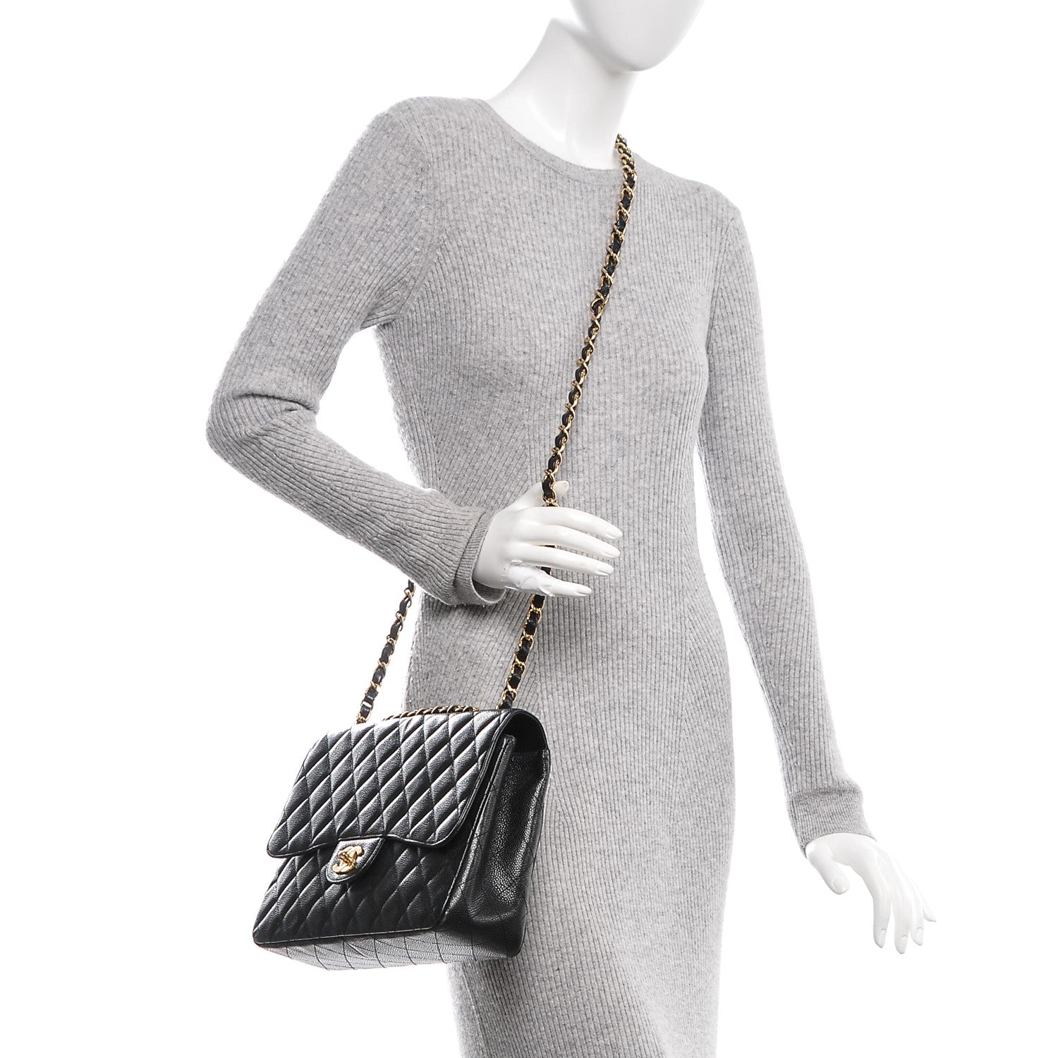 Chanel Caviar Quilted Jumbo Single Flap Black 2 of 7