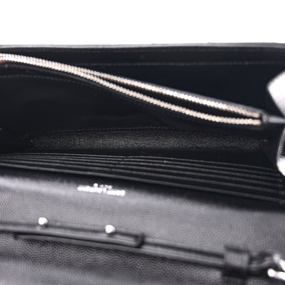 Saint Laurent Grain De Poudre Matelasse Chevron Monogram Chain Wallet Black 6 of 12