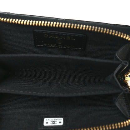 Chanel Shiny Lambskin Quilted Textured CC Zip Coin Purse Black 5 of 9