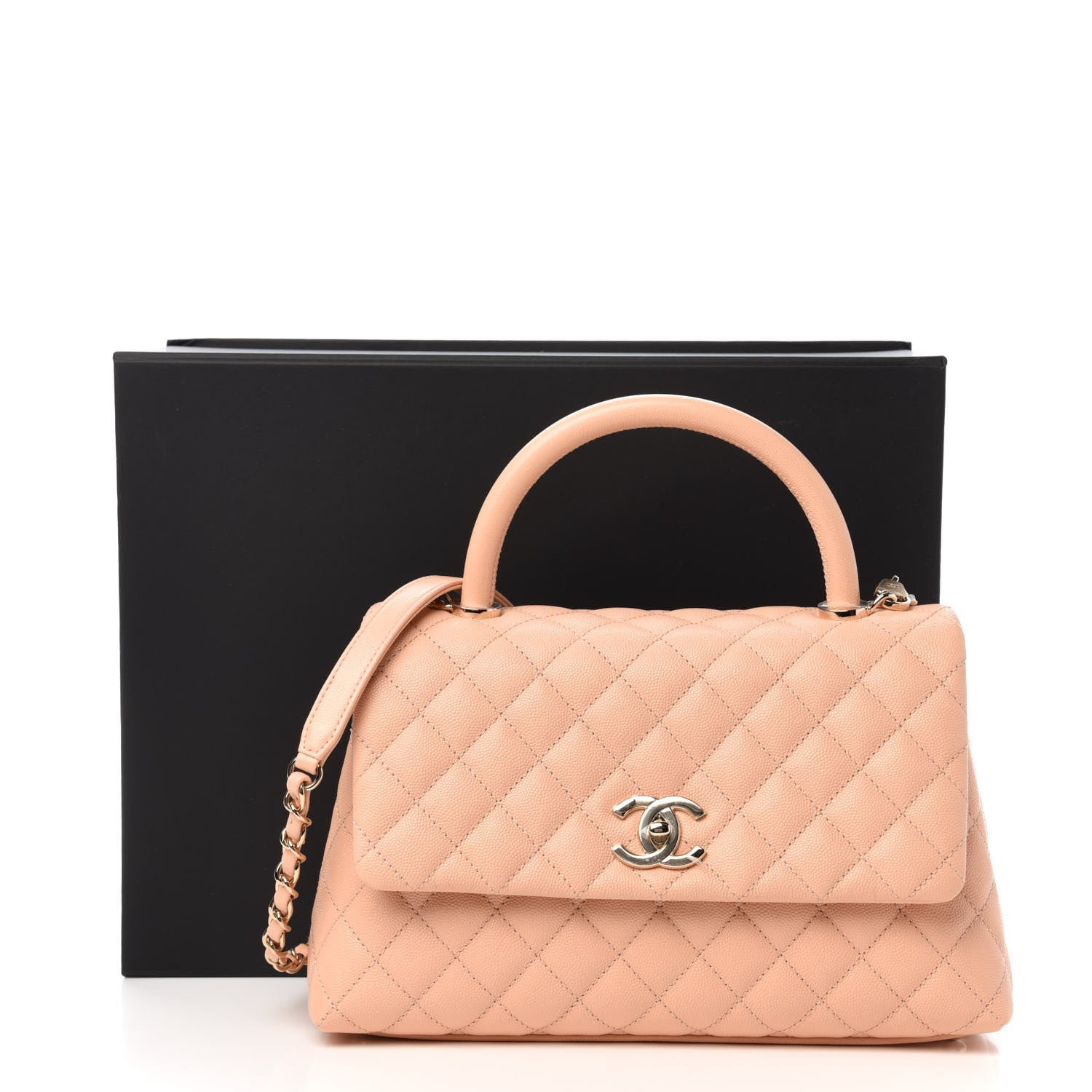 Chanel Caviar Quilted Small Coco Handle Flap Beige 11 of 11