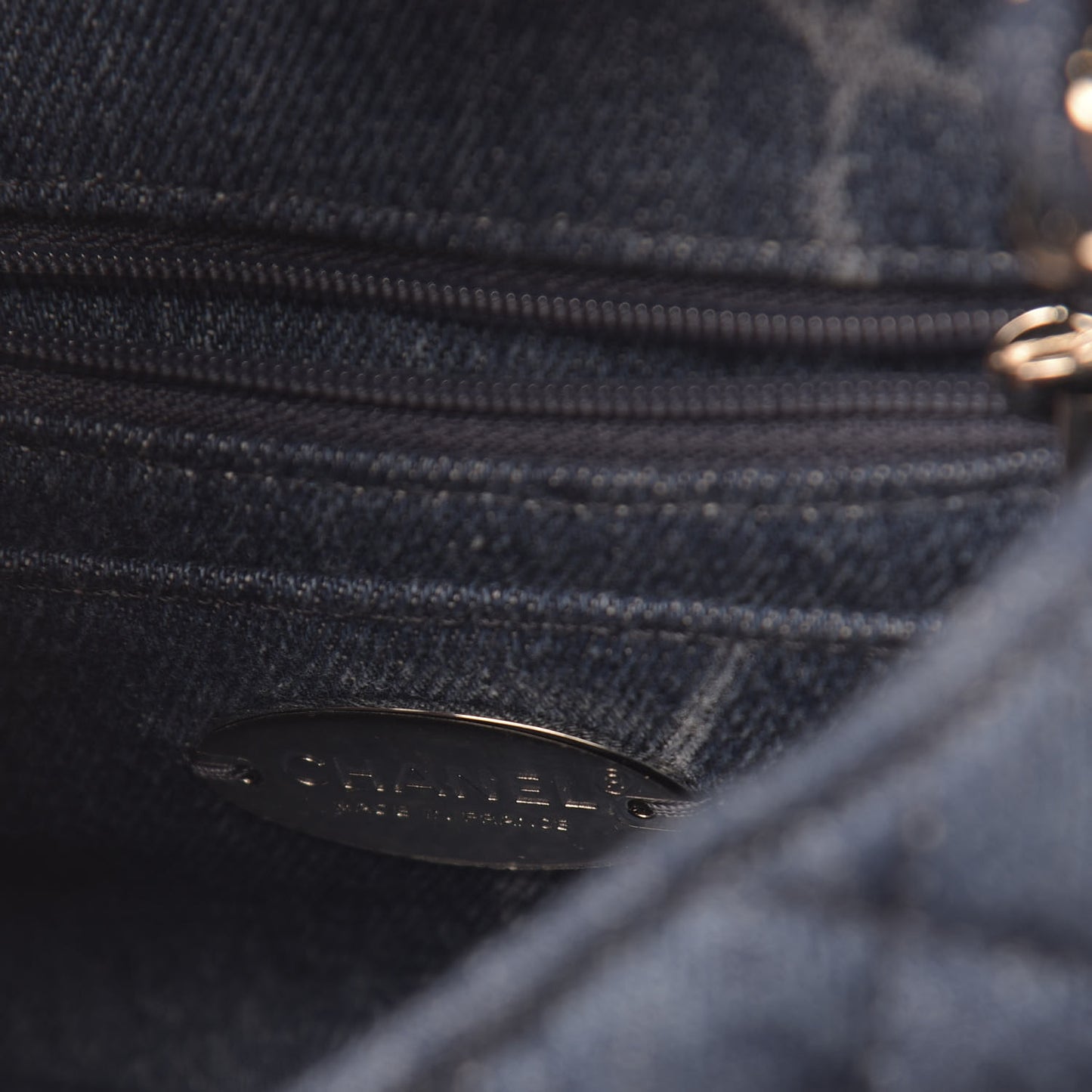 Denim CC Quilted Mini Square Flap Blue