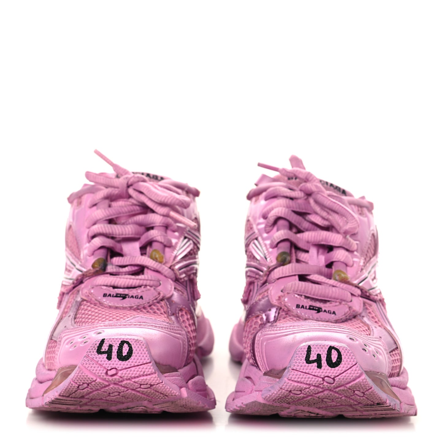 Mesh Rubber Distressed Womens Runner Sneakers 40 Pink