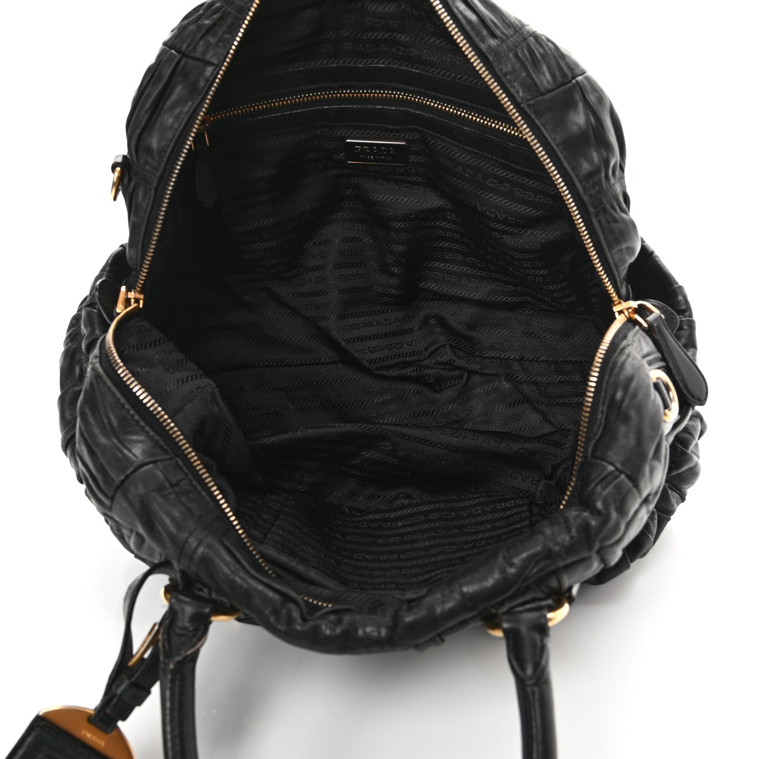 Prada Nappa Gaufre Buckle Bowler Black 4 of 20