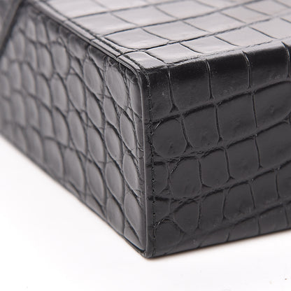Bottega Veneta Calfskin Crocodile Embossed Daisey Box Clutch Black 8 of 10