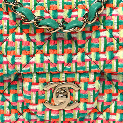 Chanel Tweed Quilted Mini Rectangular Flap Green Multicolor 8 of 11