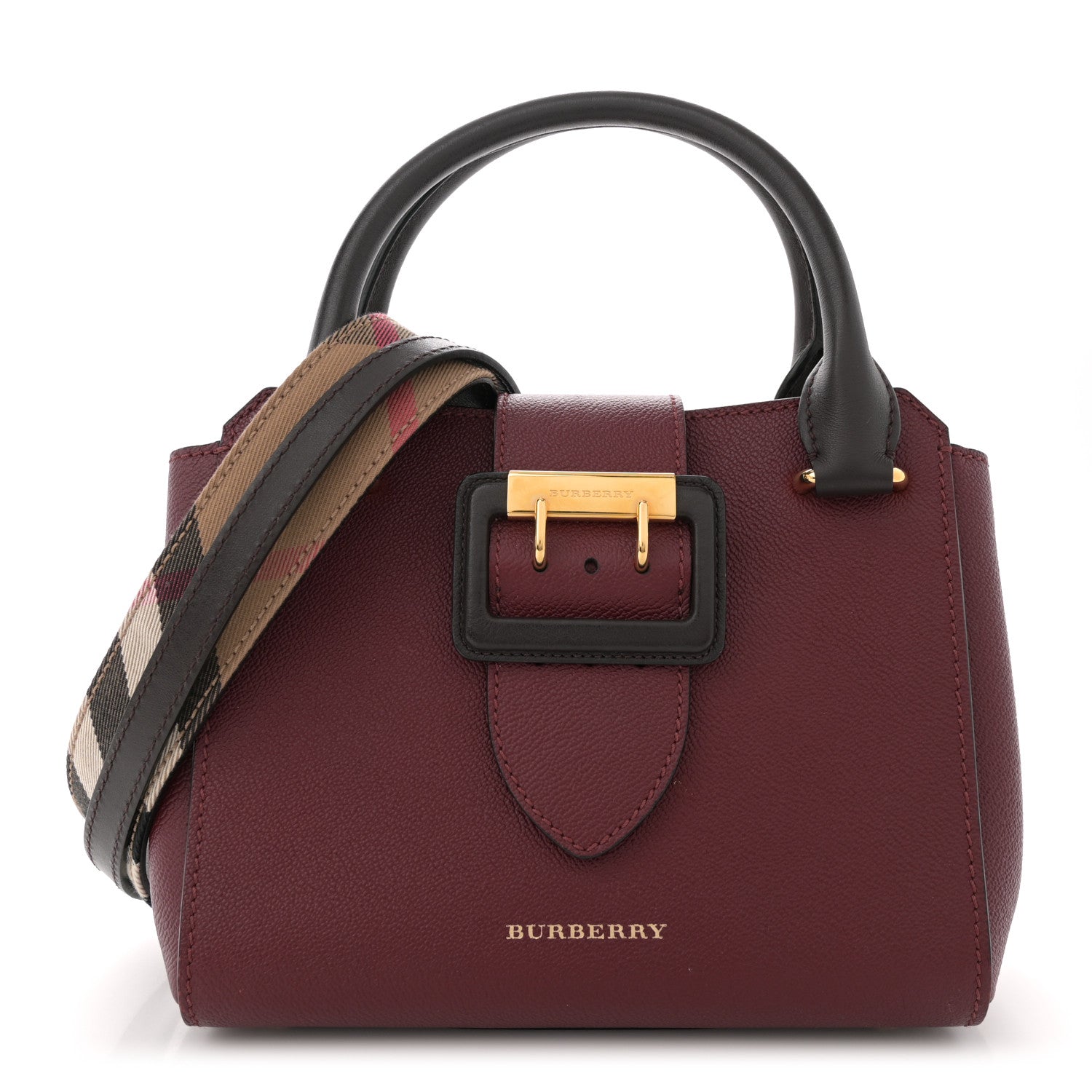 Burberry Soft Grain Calfskin Small Buckle Tote Antique Red 1 of 11