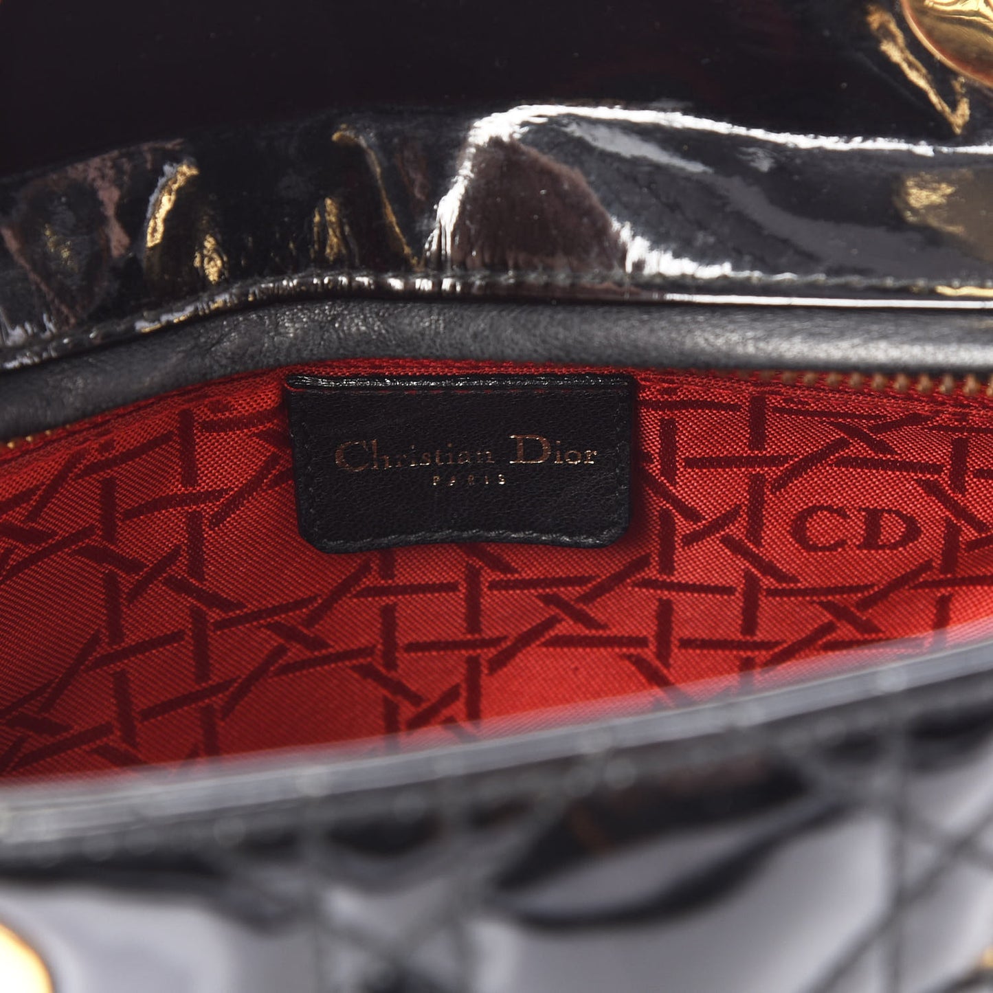 Patent Cannage Medium Lady Dior Black