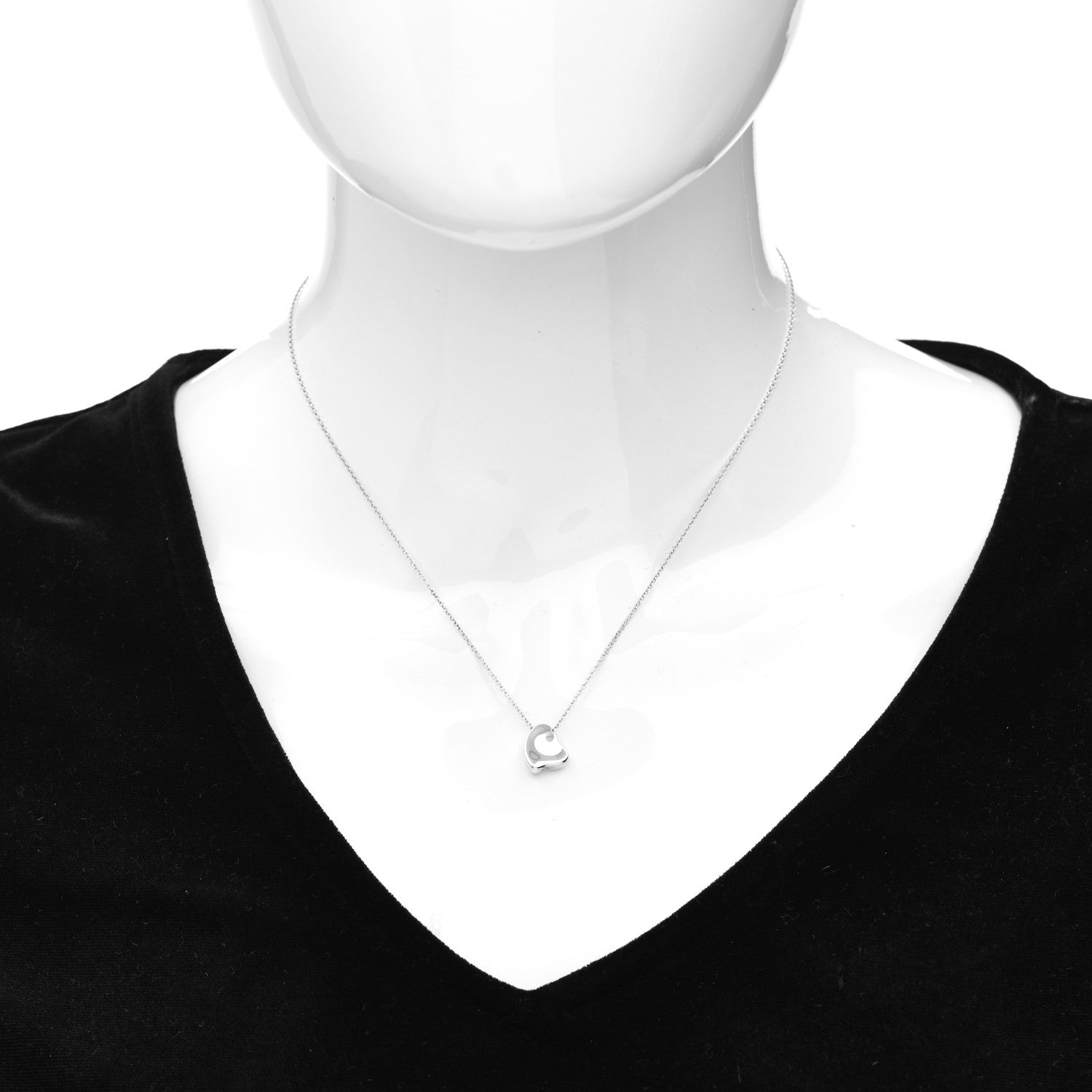 Tiffany Sterling Silver 11mm Elsa Peretti Full Heart Pendant Necklace 2 of 4