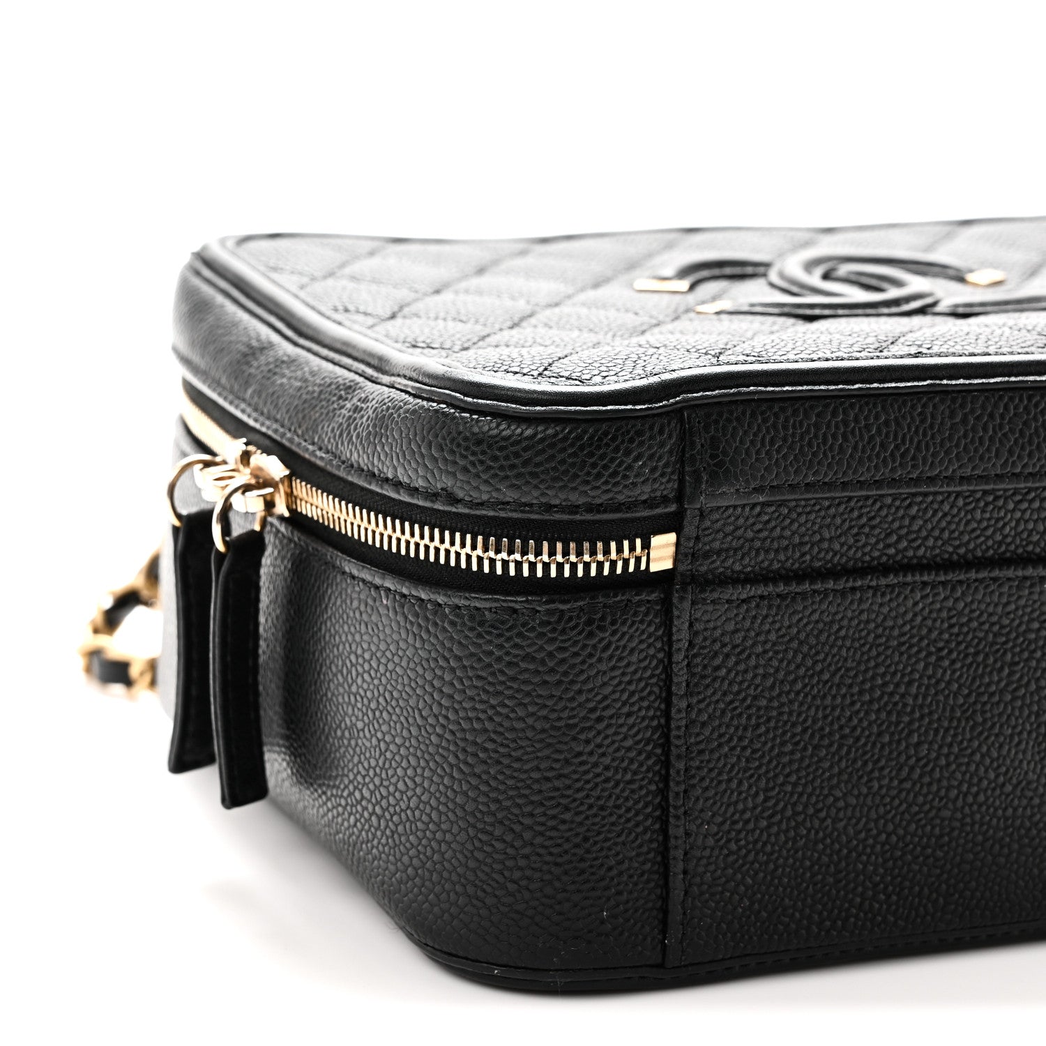Chanel Caviar Quilted Large CC Filigree Vanity Case Black 10 of 12