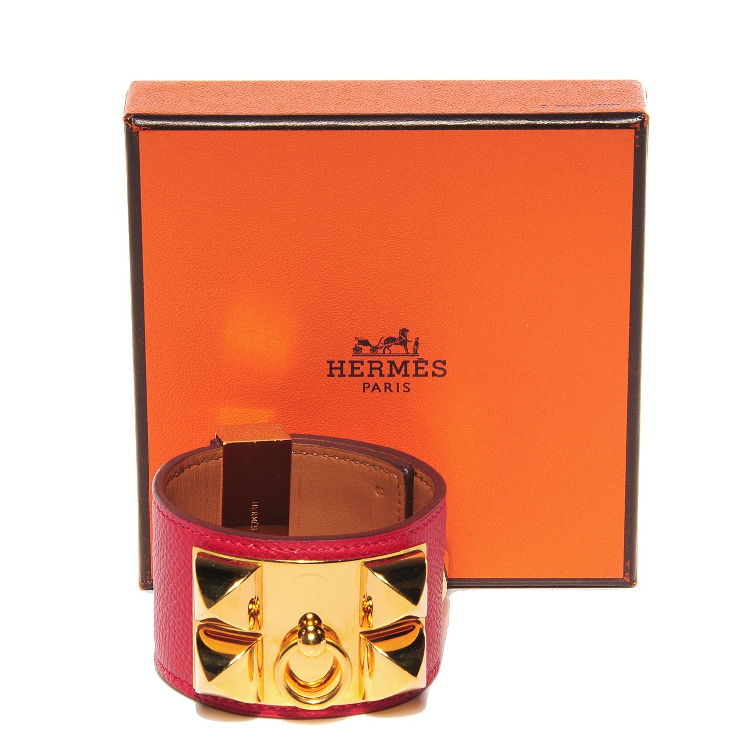 Hermes Epsom Collier de Chien CDC Bracelet Small Rouge Casaque 3 of 6