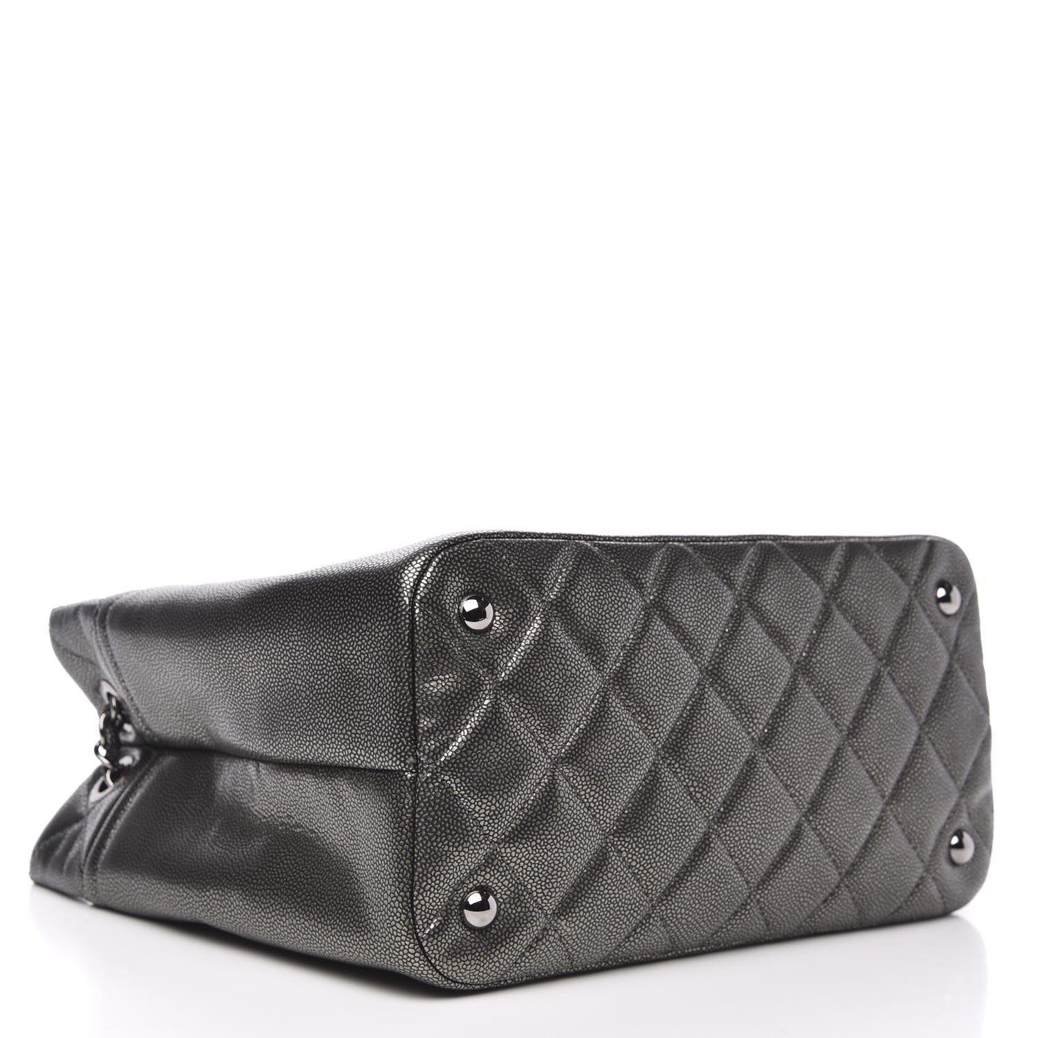 Chanel Metallic Caviar Quilted CC Timeless Tote Dark Silver 4 of 10