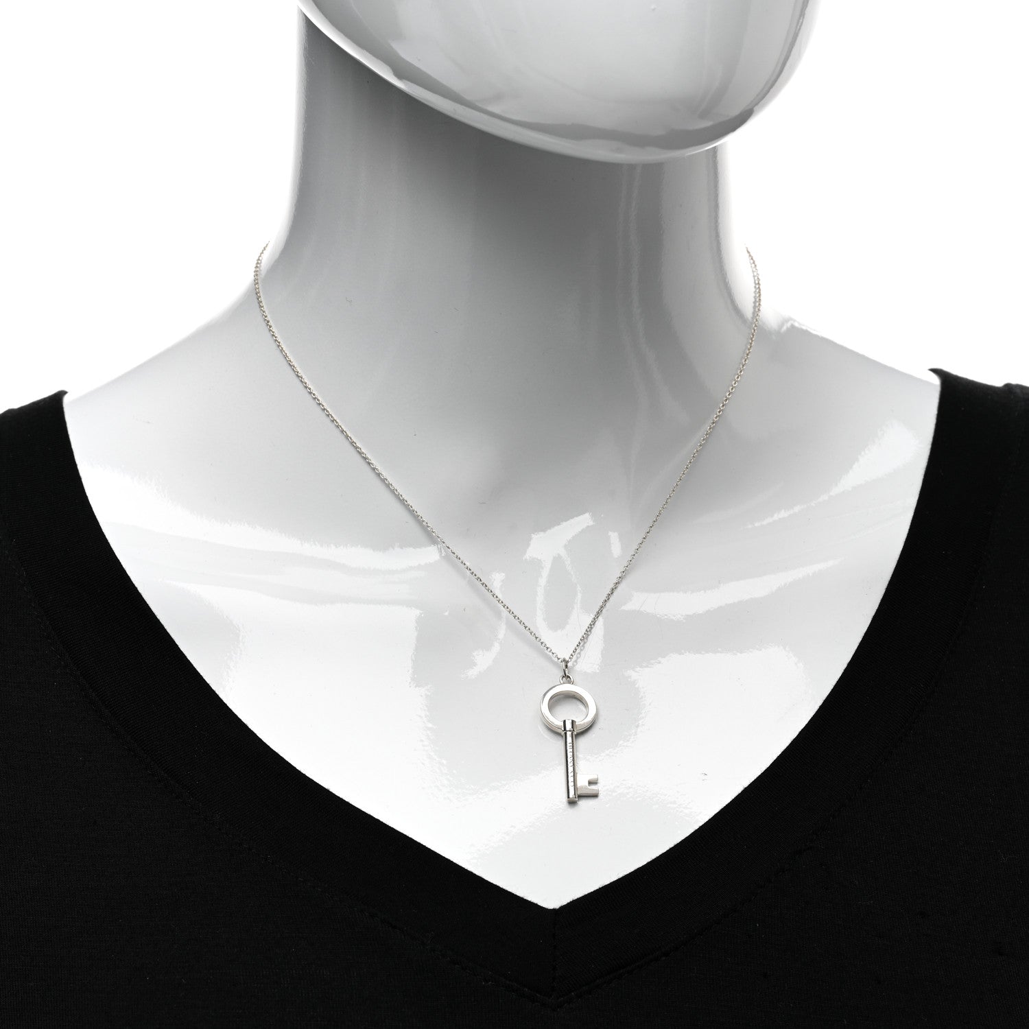 Tiffany Sterling Silver Modern Keys Open Round Key Pendant Necklace 2 of 4