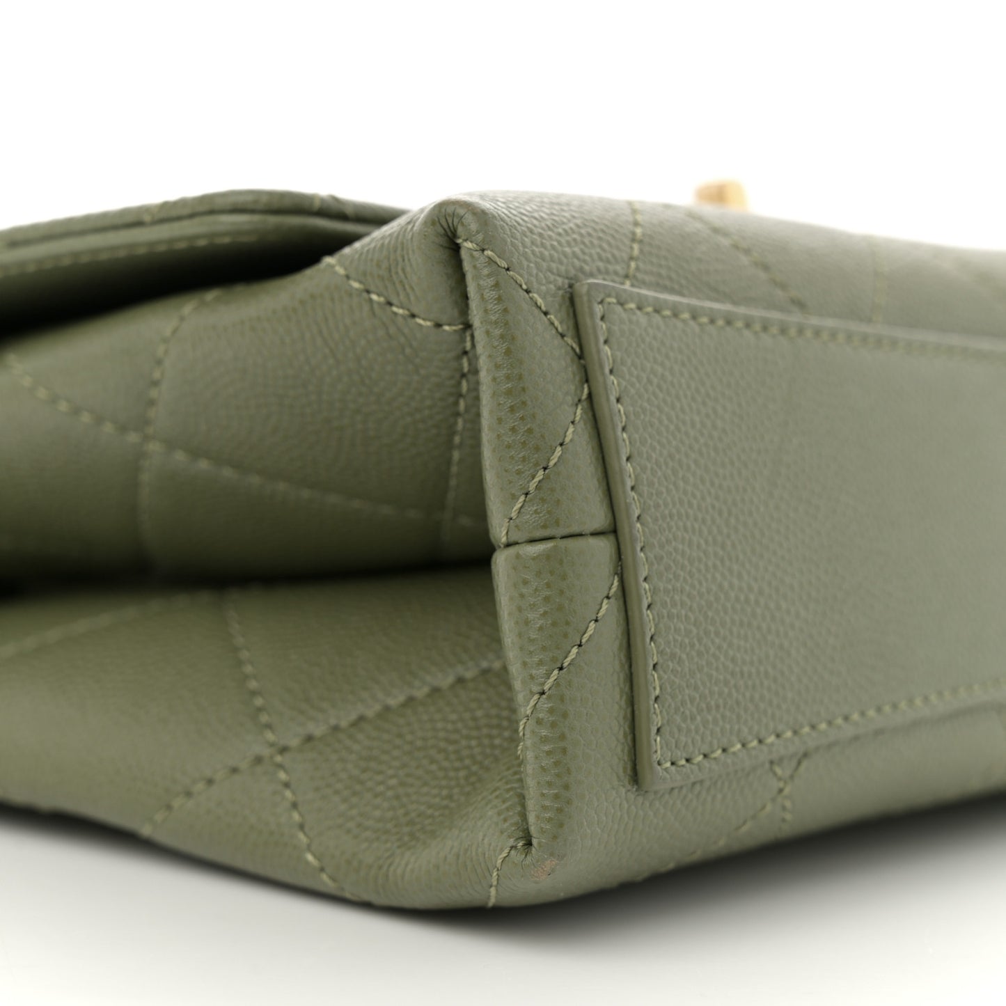 Caviar Quilted Mini Bracelet On Chain Flap Green