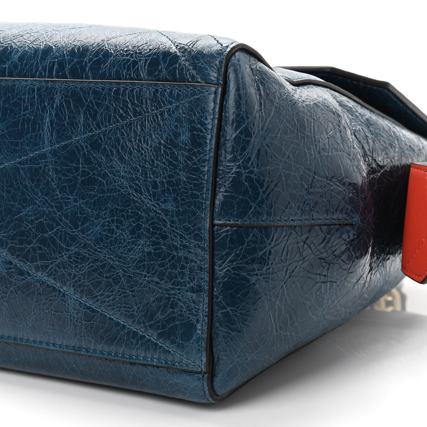 Givenchy Creased Patent Calfskin Medium ID Flap Oil Blue 8 of 8