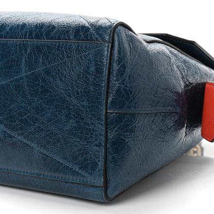 Givenchy Creased Patent Calfskin Medium ID Flap Oil Blue 8 of 8