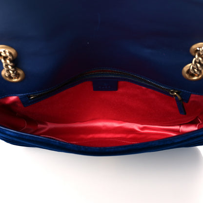 Gucci Velvet Matelasse Medium GG Marmont Shoulder Bag Cobalt Blue 5 of 11