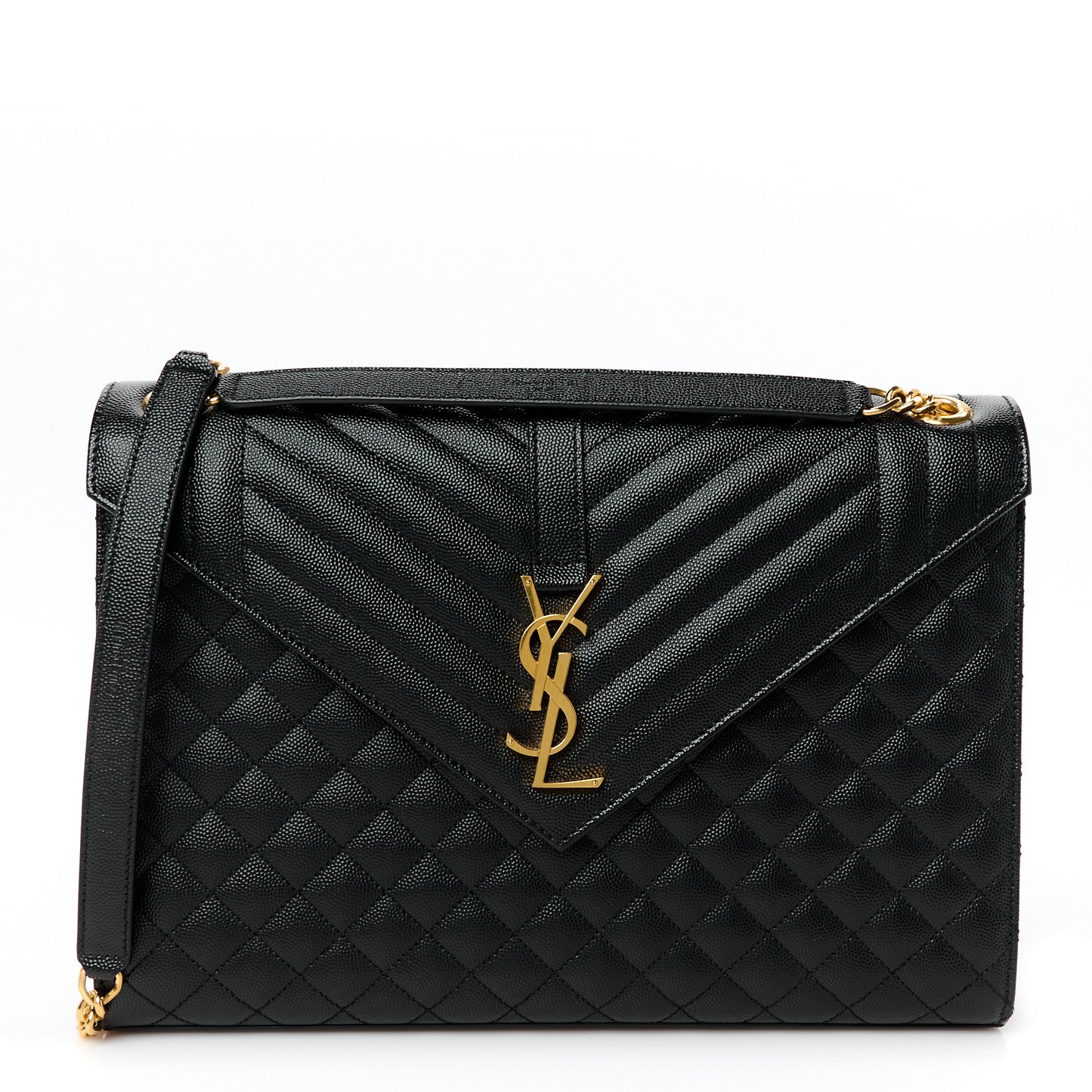 Grain De Poudre Textured Mixed Matelasse Large Triquilt Monogram Satchel Black