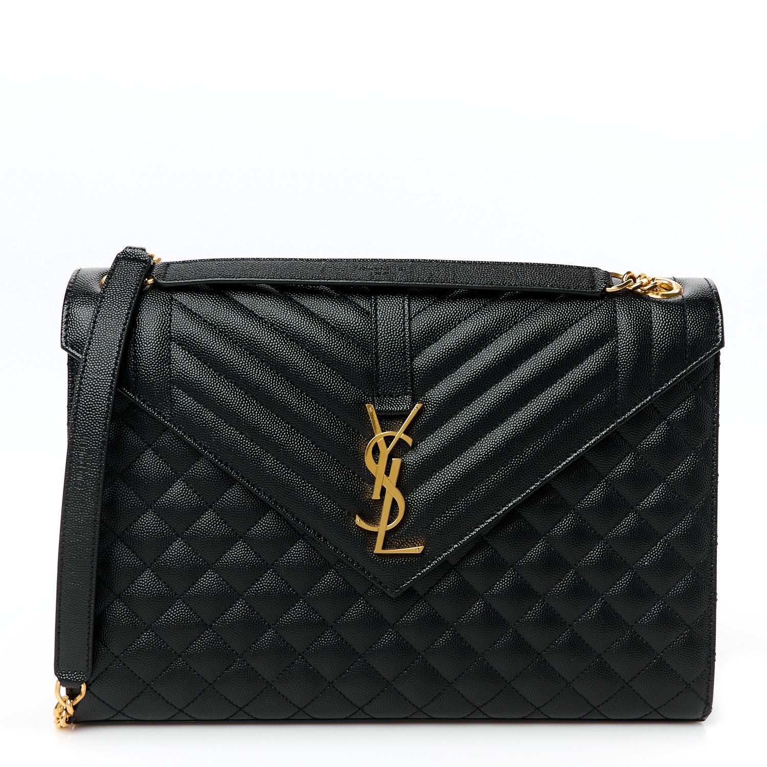 Saint Laurent Grain De Poudre Textured Mixed Matelasse Large Triquilt Monogram Satchel Black 1 of 11