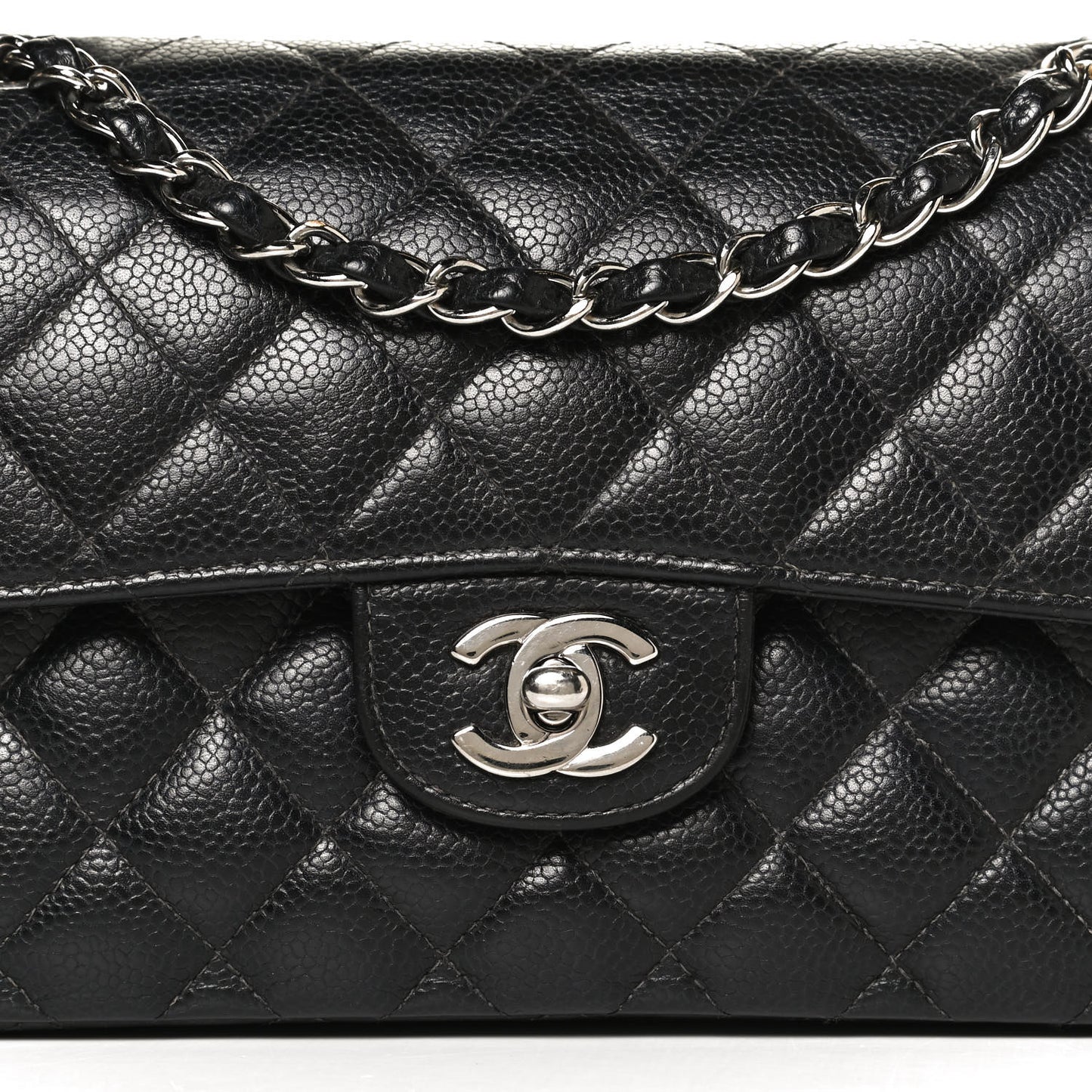Caviar Quilted Small Double Flap Black
