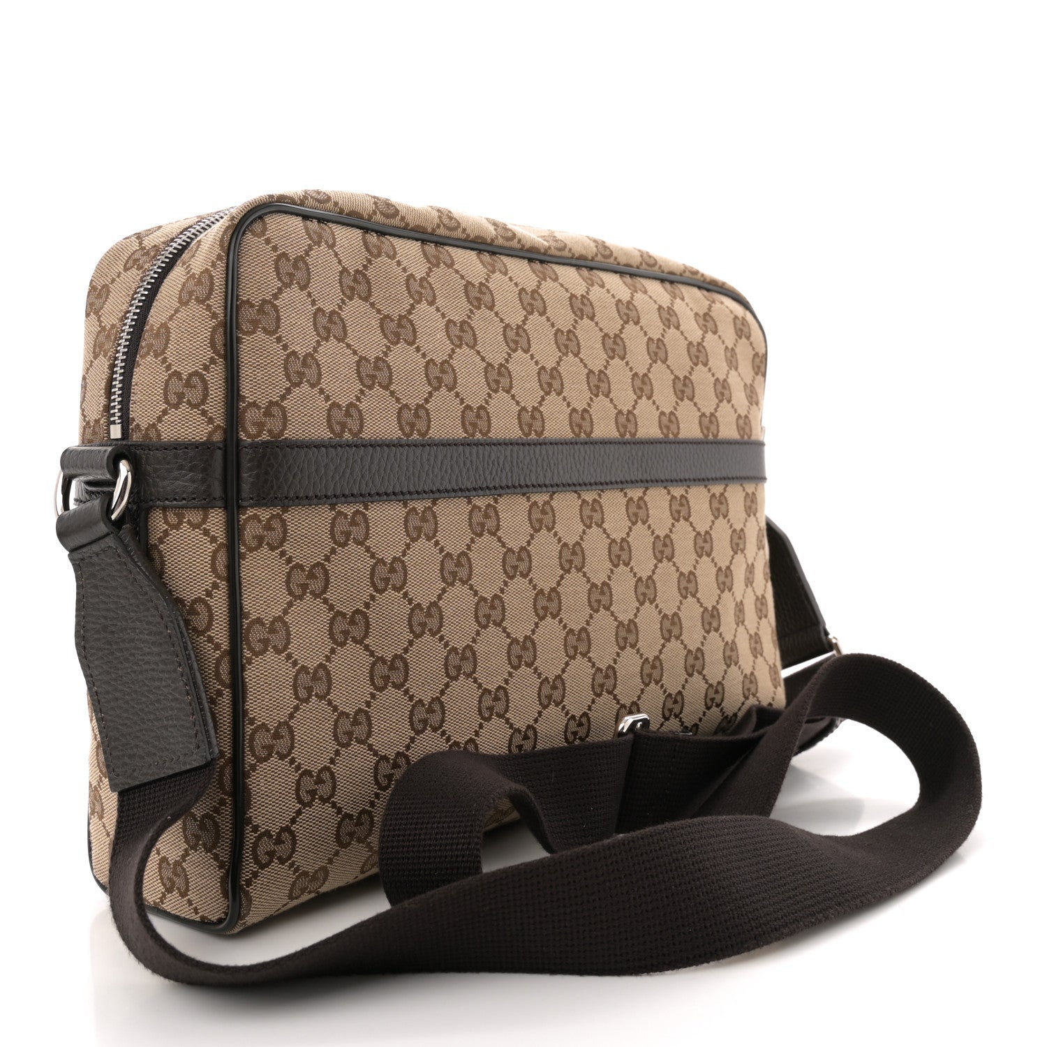 Gucci Monogram Dollar Calfskin Large Camera Case Beige Ebony Testa di Moro Marrone Scuro 2 of 10