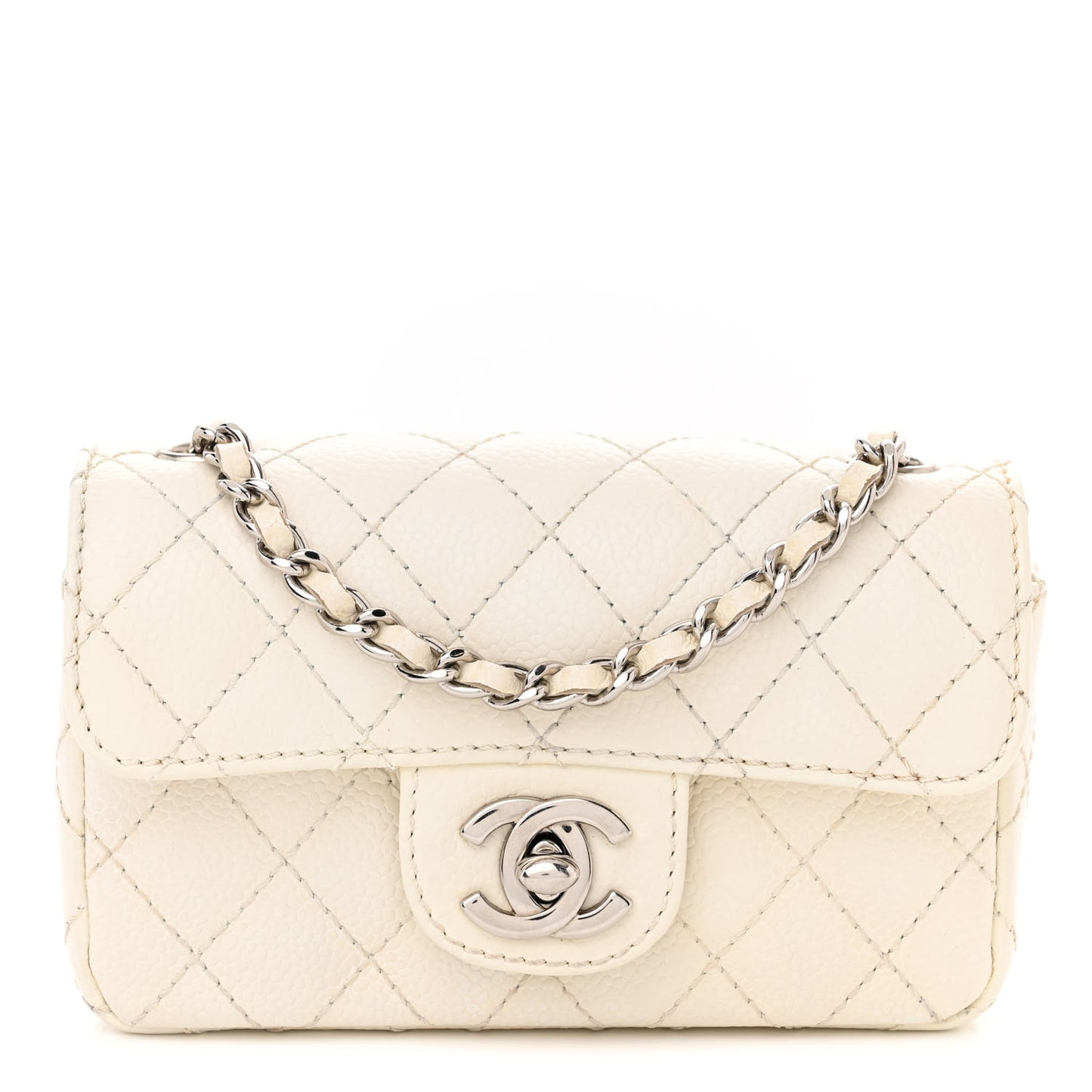 Caviar Quilted Extra Mini Flap White