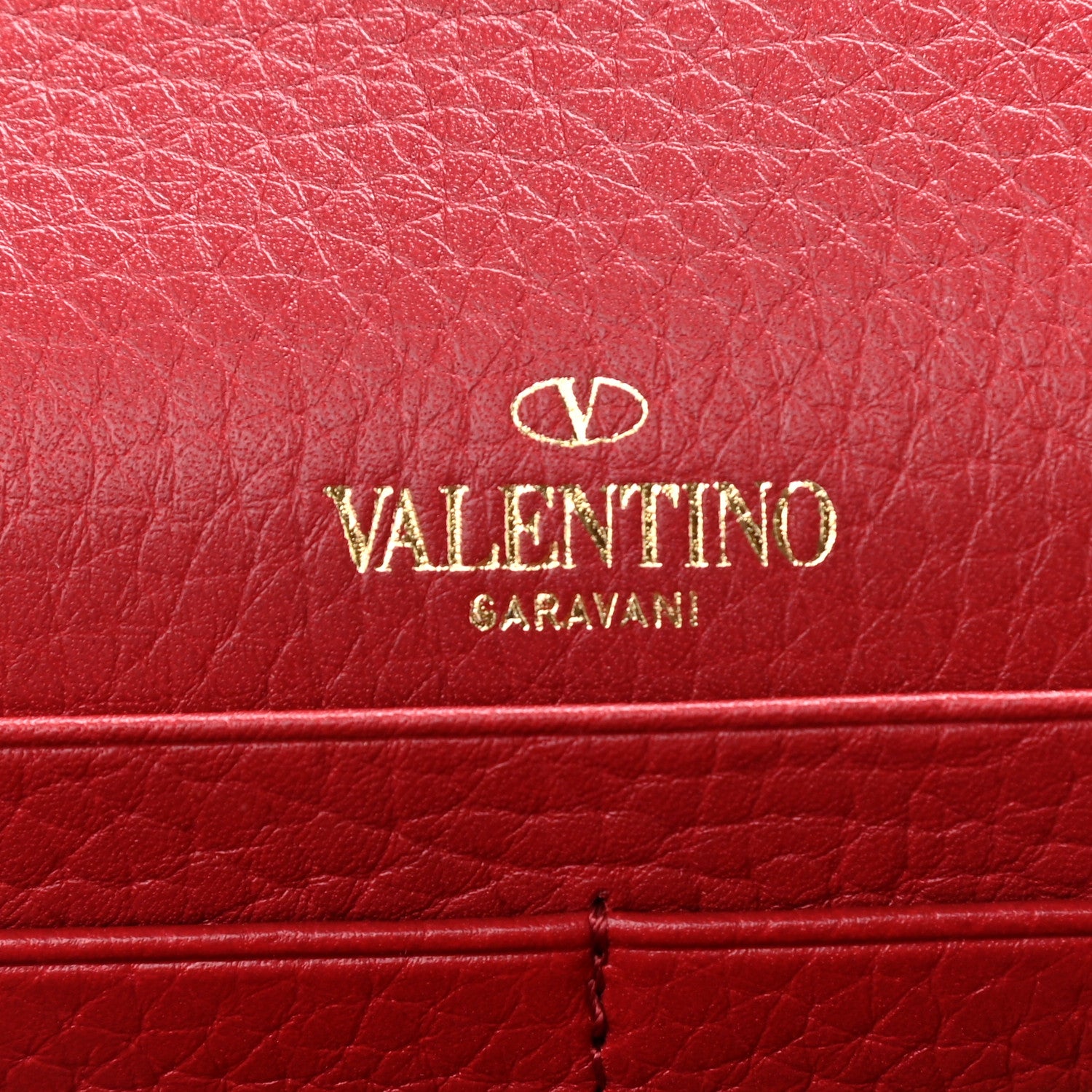 Valentino Garavani Pebbled Calfskin Rockstud Envelope Wallet on Chain Rosso Valentino 6 of 10