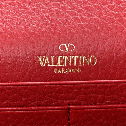 Valentino Garavani Pebbled Calfskin Rockstud Envelope Wallet on Chain Rosso Valentino 6 of 10
