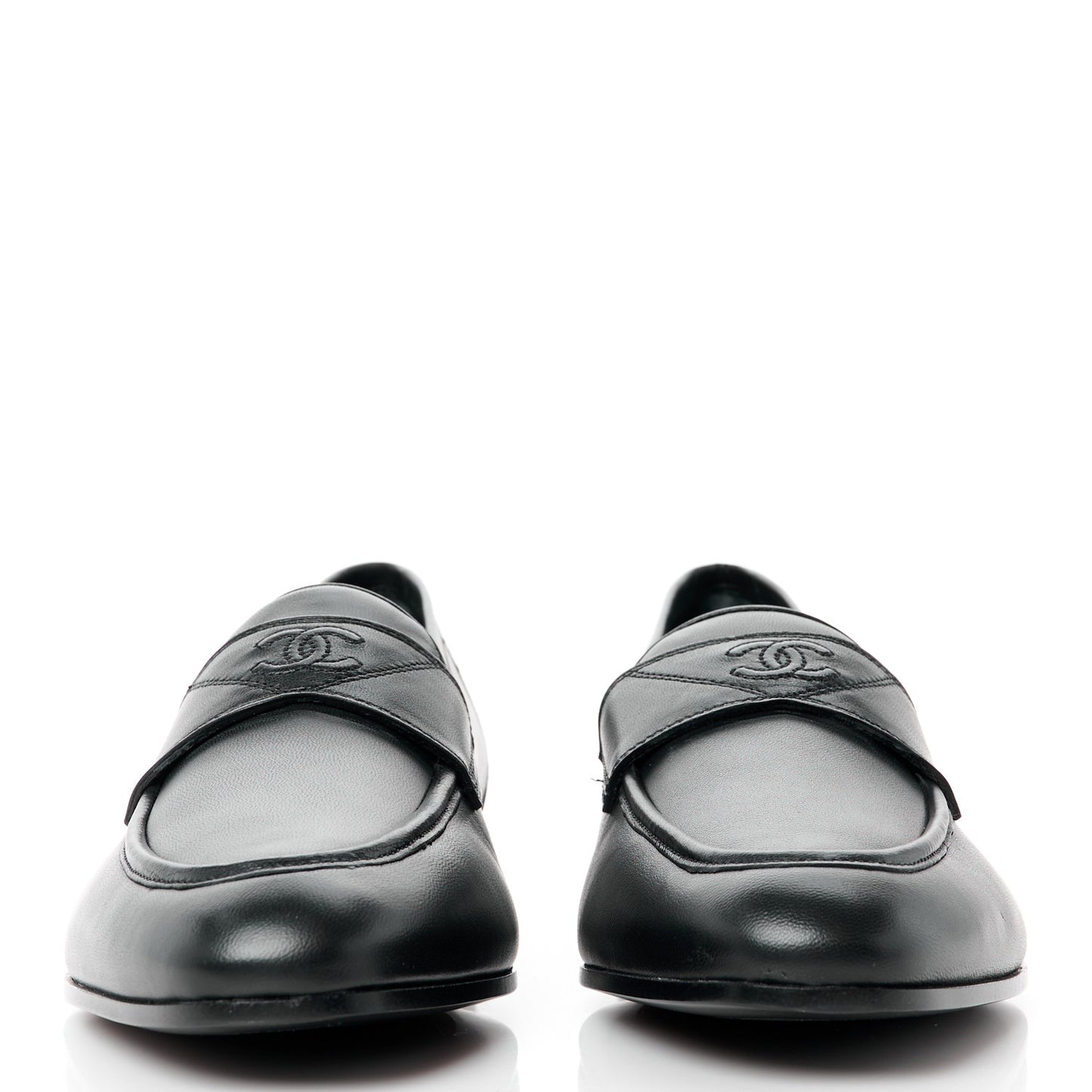 Calfskin Mens Stitched CC Loafers 41 Black