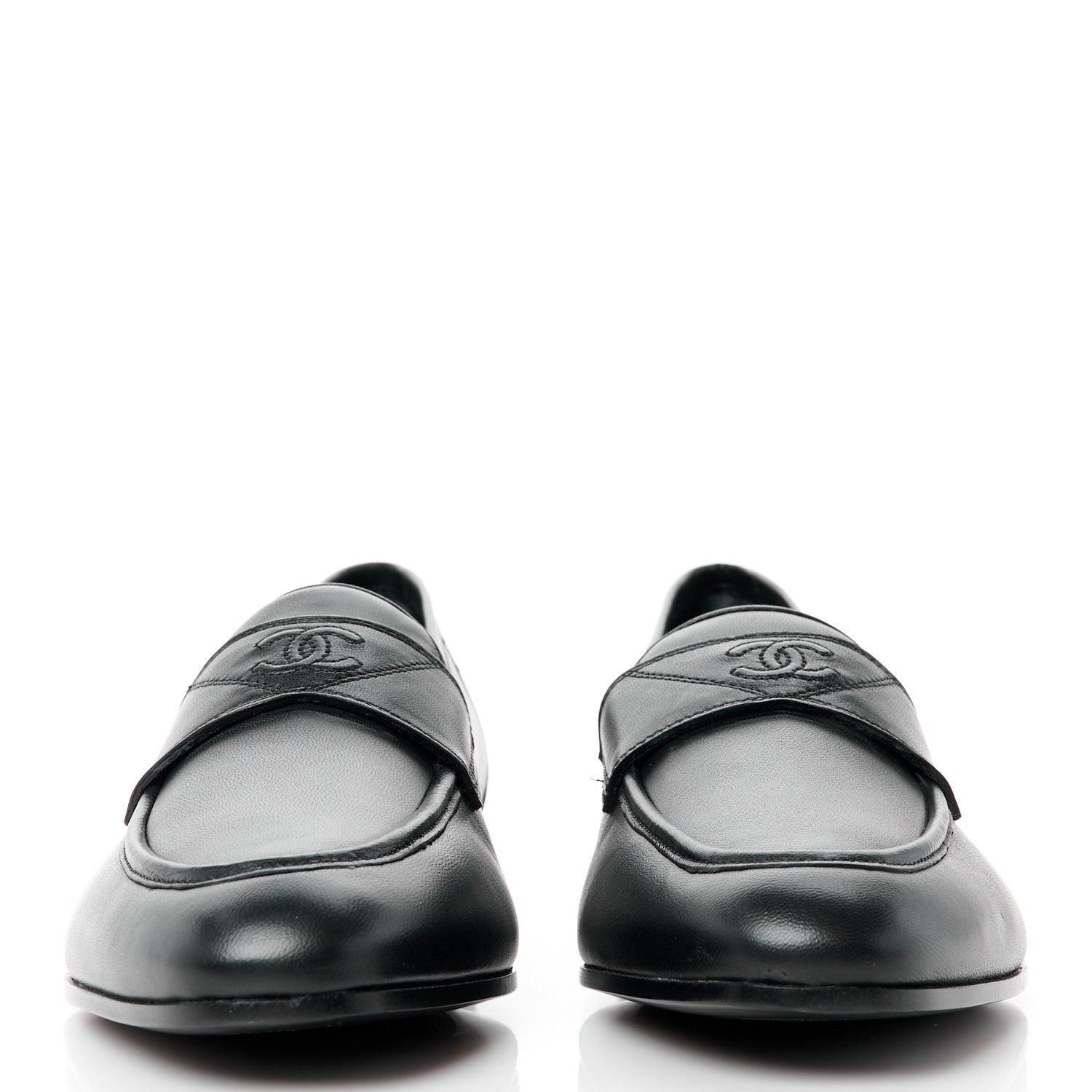 Chanel Calfskin Mens Stitched CC Loafers 41 Black 2 of 10