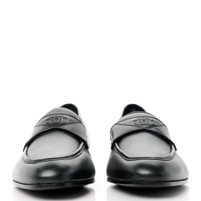Chanel Calfskin Mens Stitched CC Loafers 41 Black 2 of 10