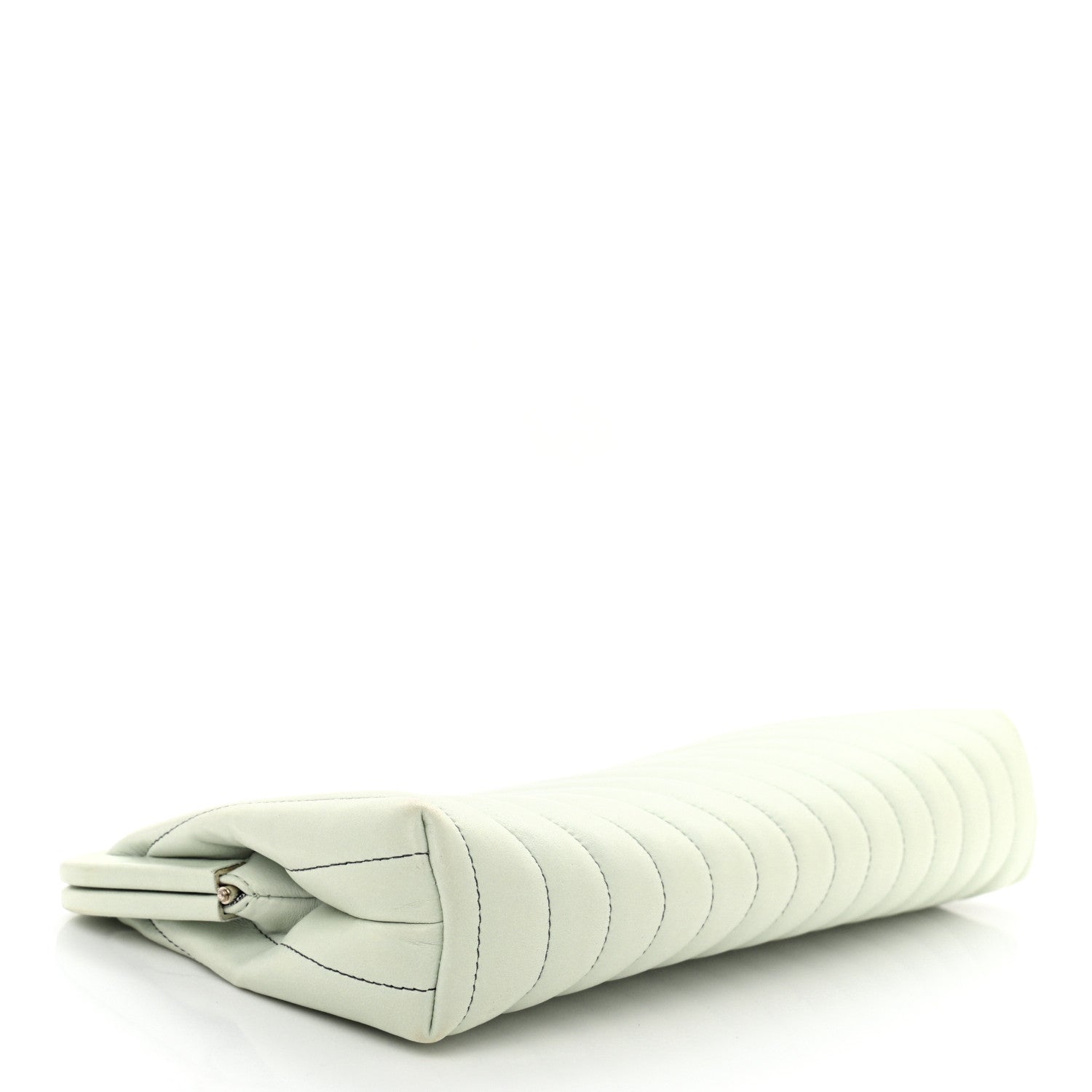 Chanel Lambskin Vertical Quilted Mademoiselle Clutch Light Green 4 of 10