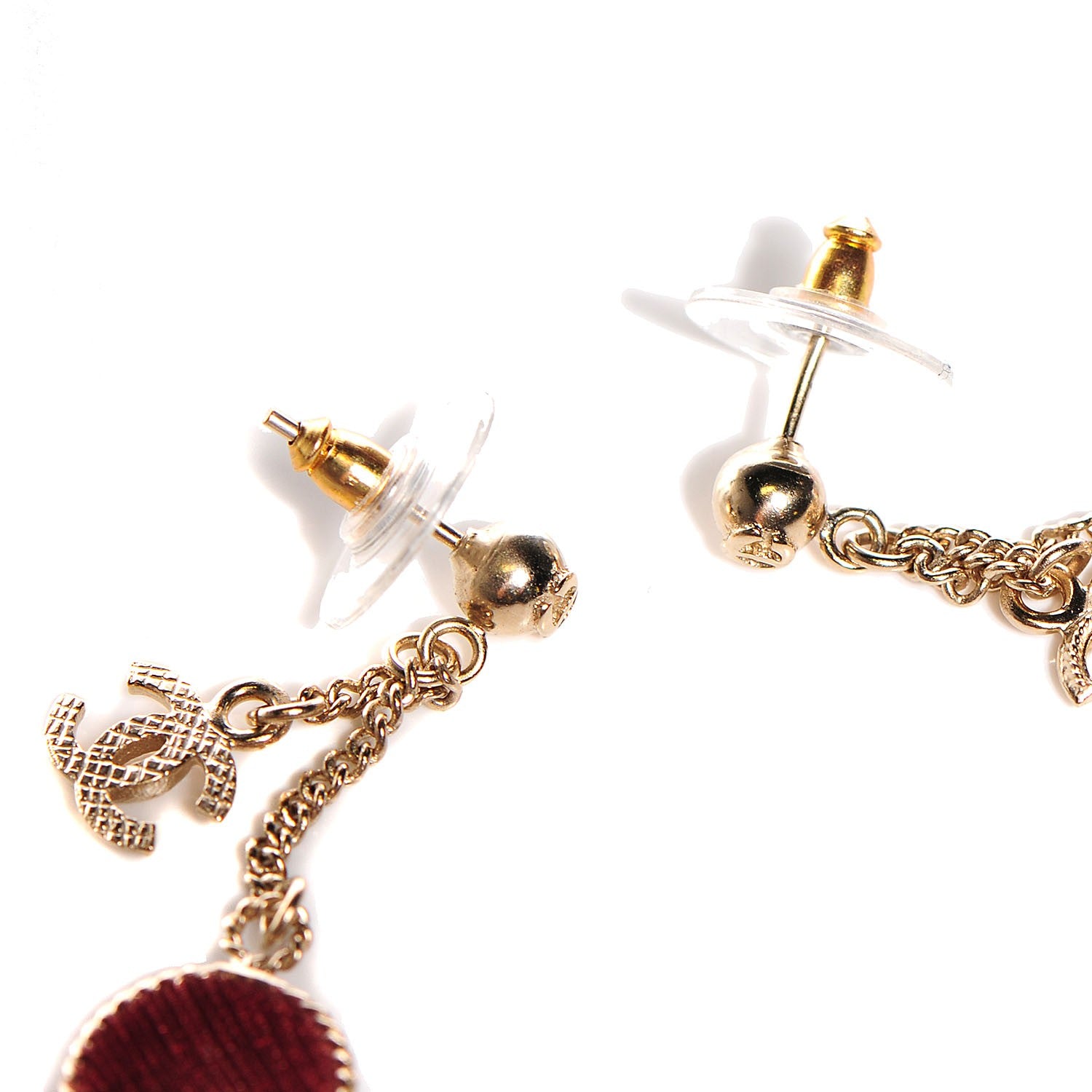 Chanel Enamel N°5 CC Drop Earrings Red Gold 8 of 9