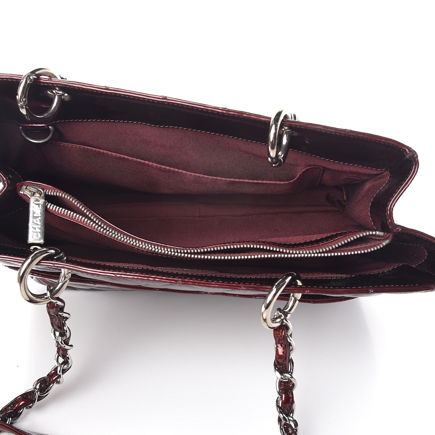 Patent Quilted Grand Shopping Tote GST Dark Bordeaux