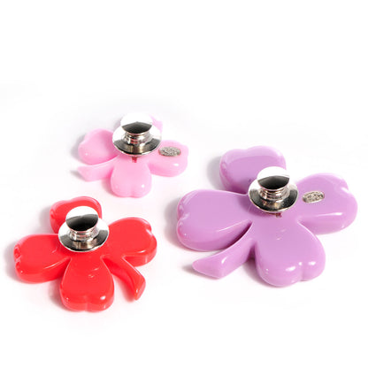 Chanel Resin Clover CC Brooch Pin Set Lilac Pink Red 3 of 5