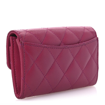 Chanel Caviar Quilted Flap Card Holder Wallet Dark Pink 3 of 11