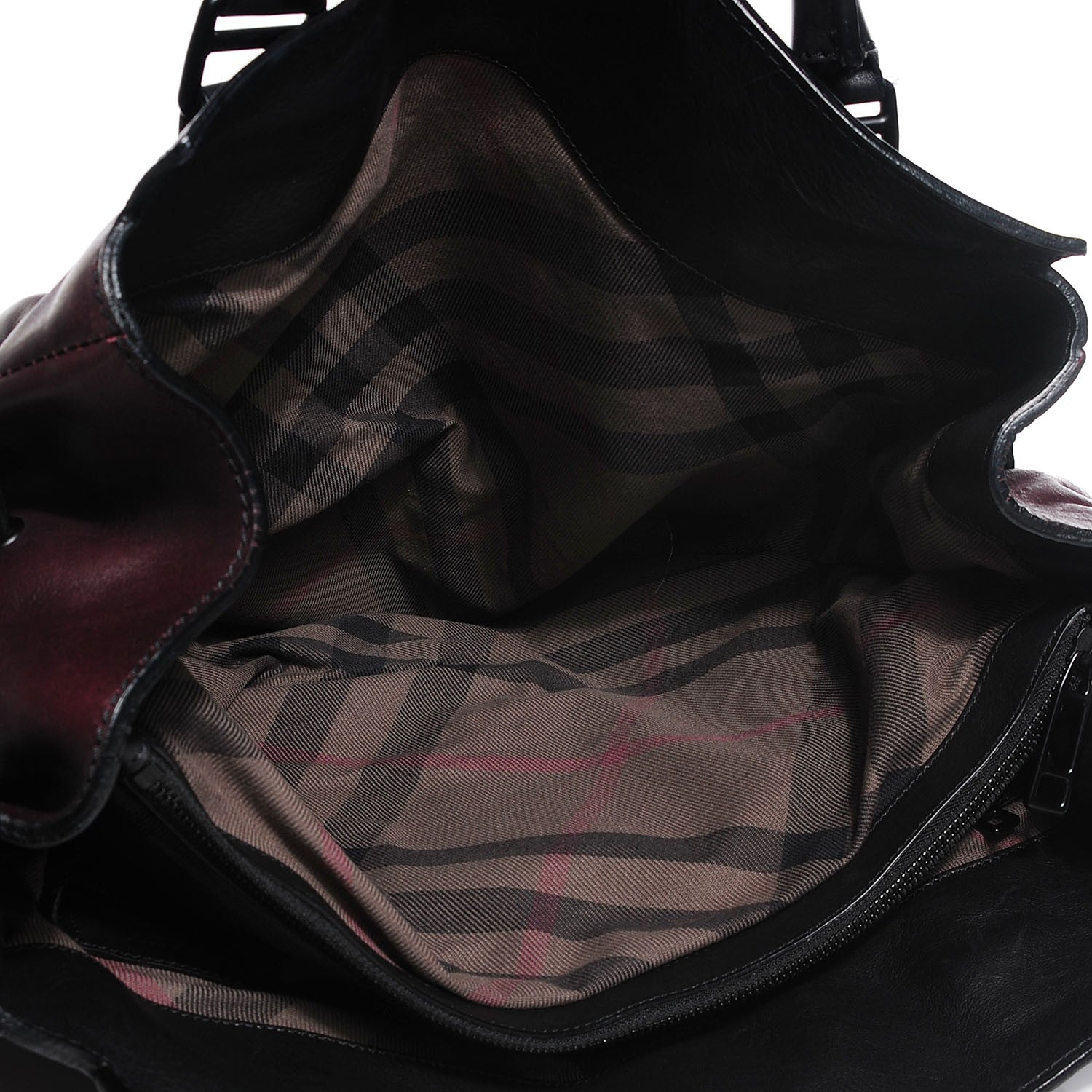 Burberry Burnished Leather Woolf Tote Dark Burgundy 6 of 9