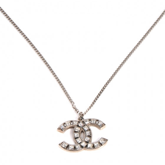Baguette Crystal CC Necklace Silver