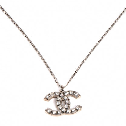 Chanel Baguette Crystal CC Necklace Silver 1 of 6